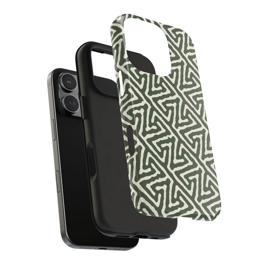 Olive Maze | Sage Geometric Line Phone Case