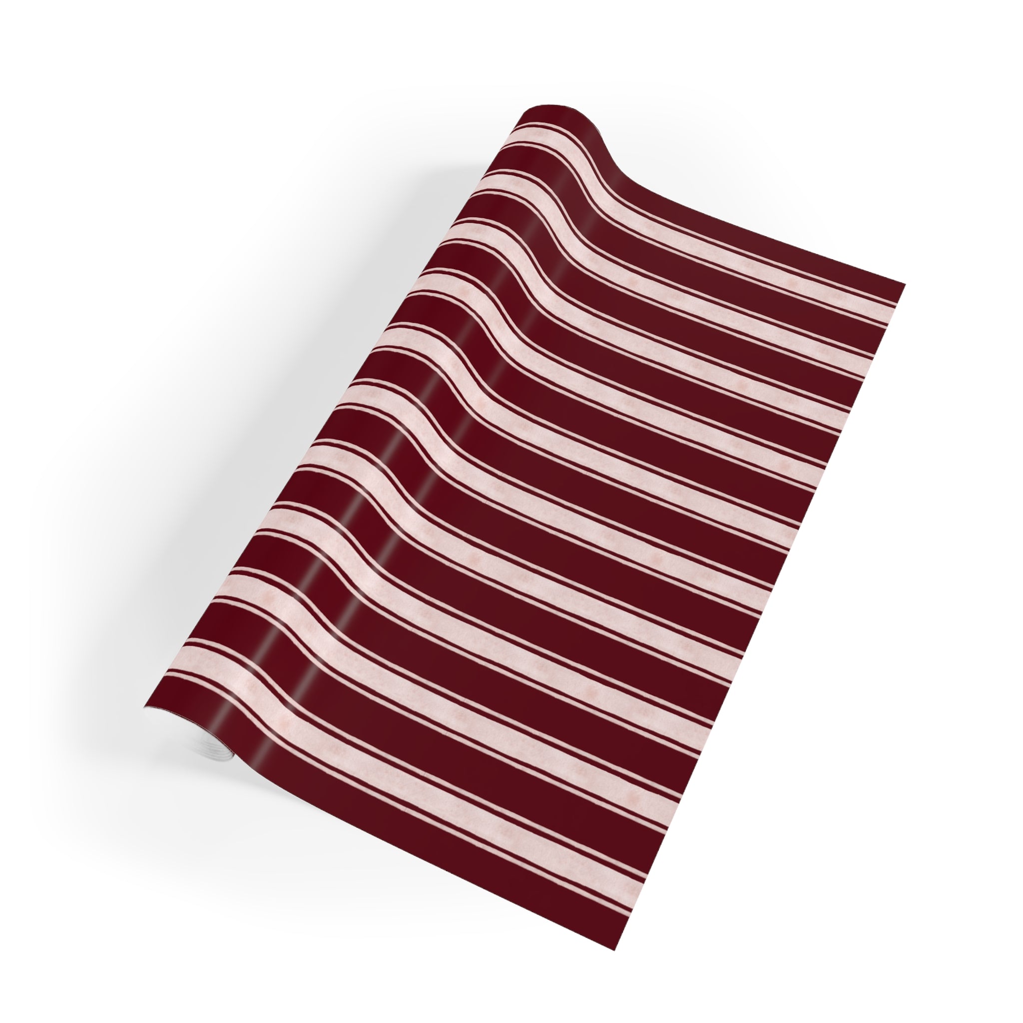 Striped Burgundy Gift Wrap Roll — Classic Vertical Stripe Wrapping Paper for Holidays & Birthdays