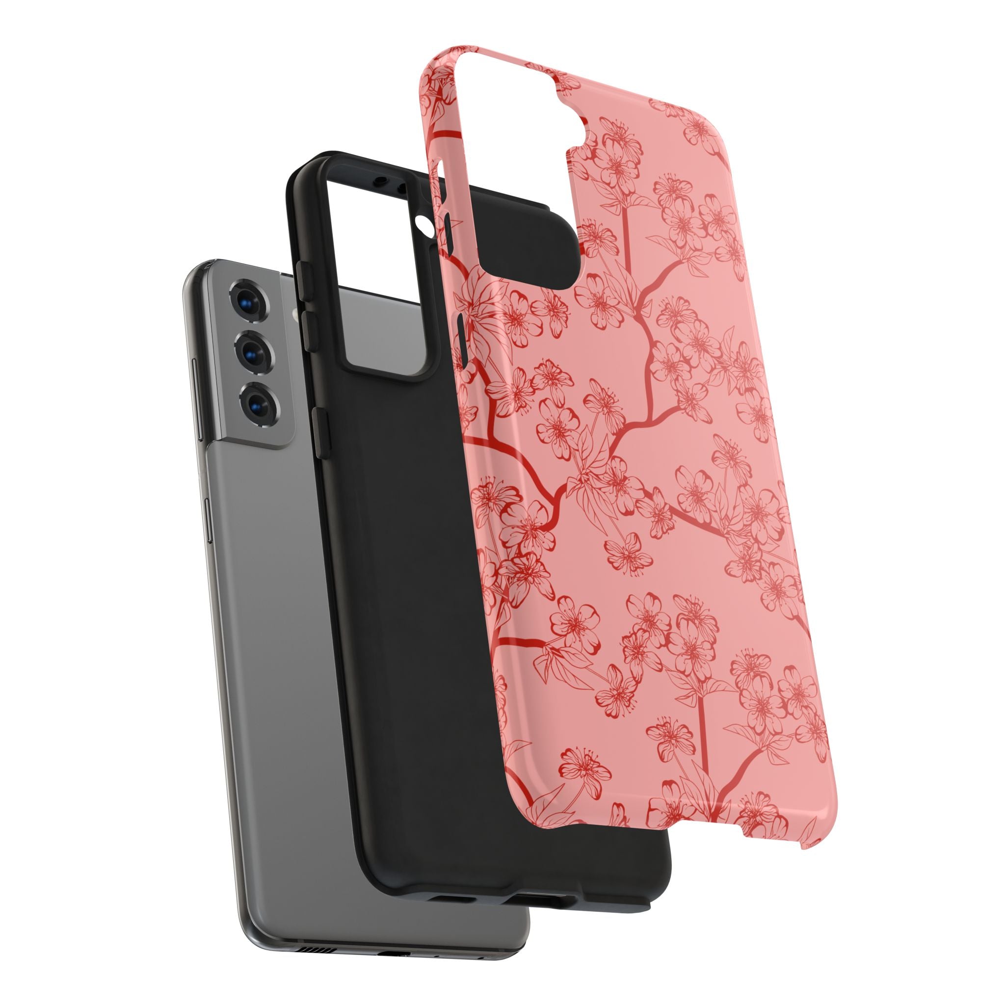 Maroon & Blush Striped Tough Phone Case — Durable Protective iPhone Cover
