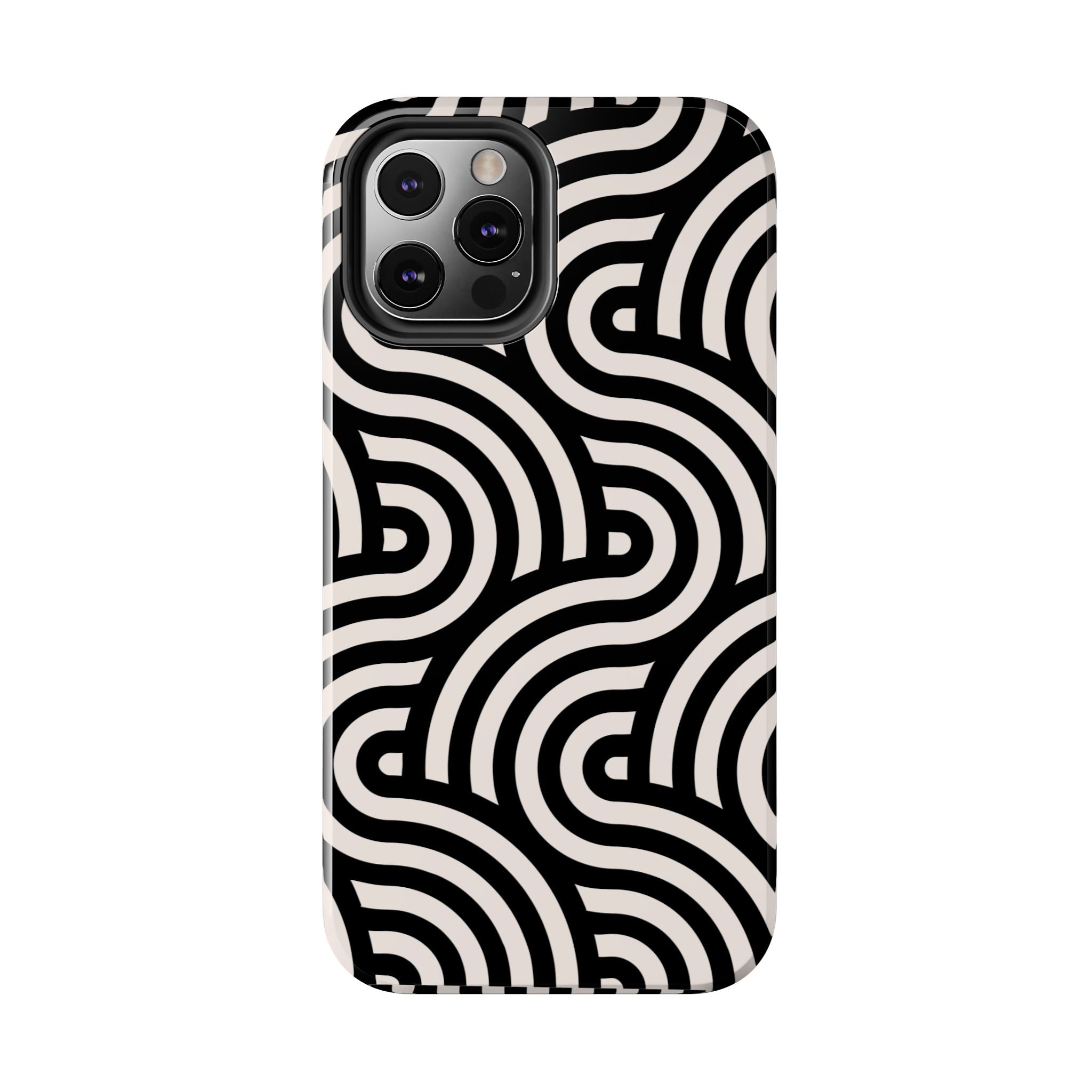 Maroon & Blush Striped Tough Phone Case — Durable Protective iPhone Cover
