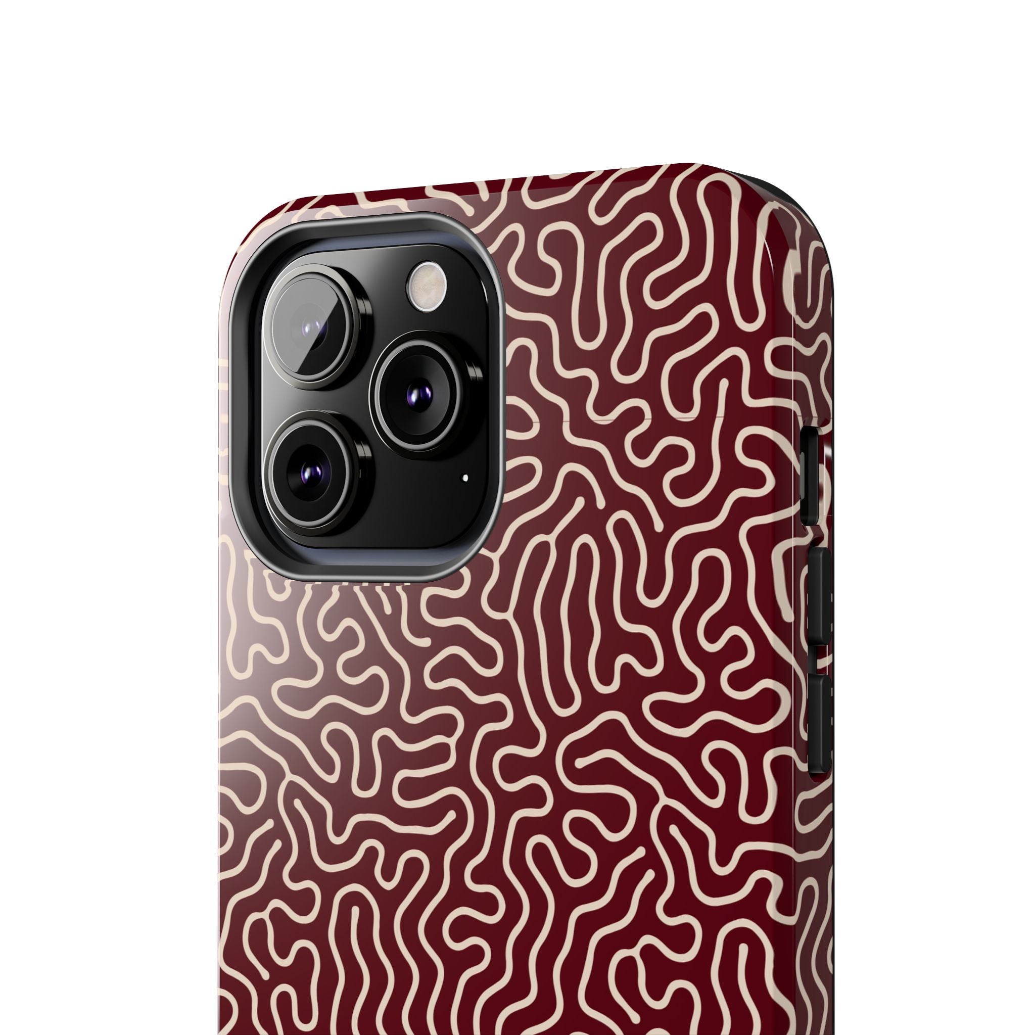 Crimson Reverie | Burgundy Abstract Line Phone Case