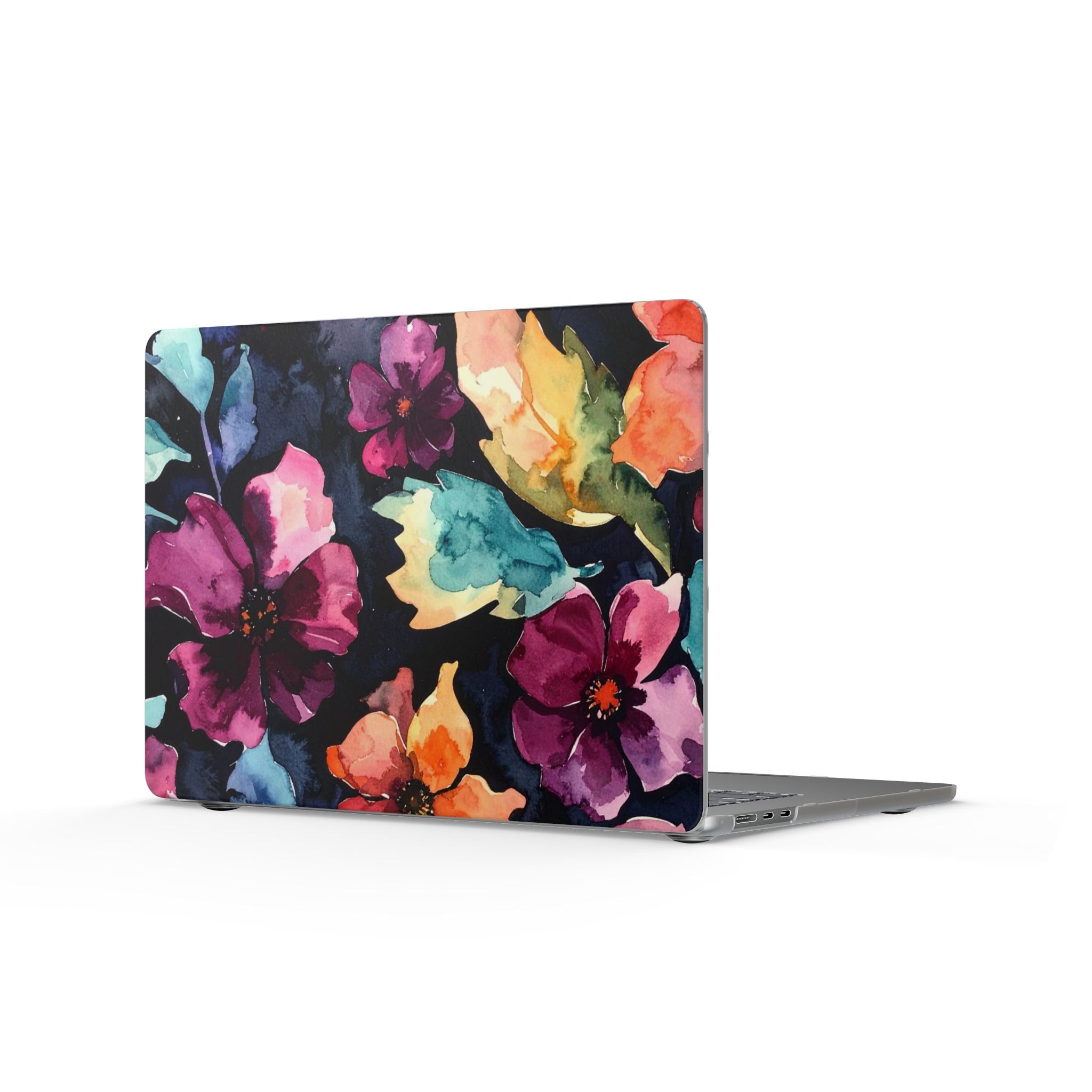 Midnight Petals | Moody Watercolor Floral Laptop Sleeve