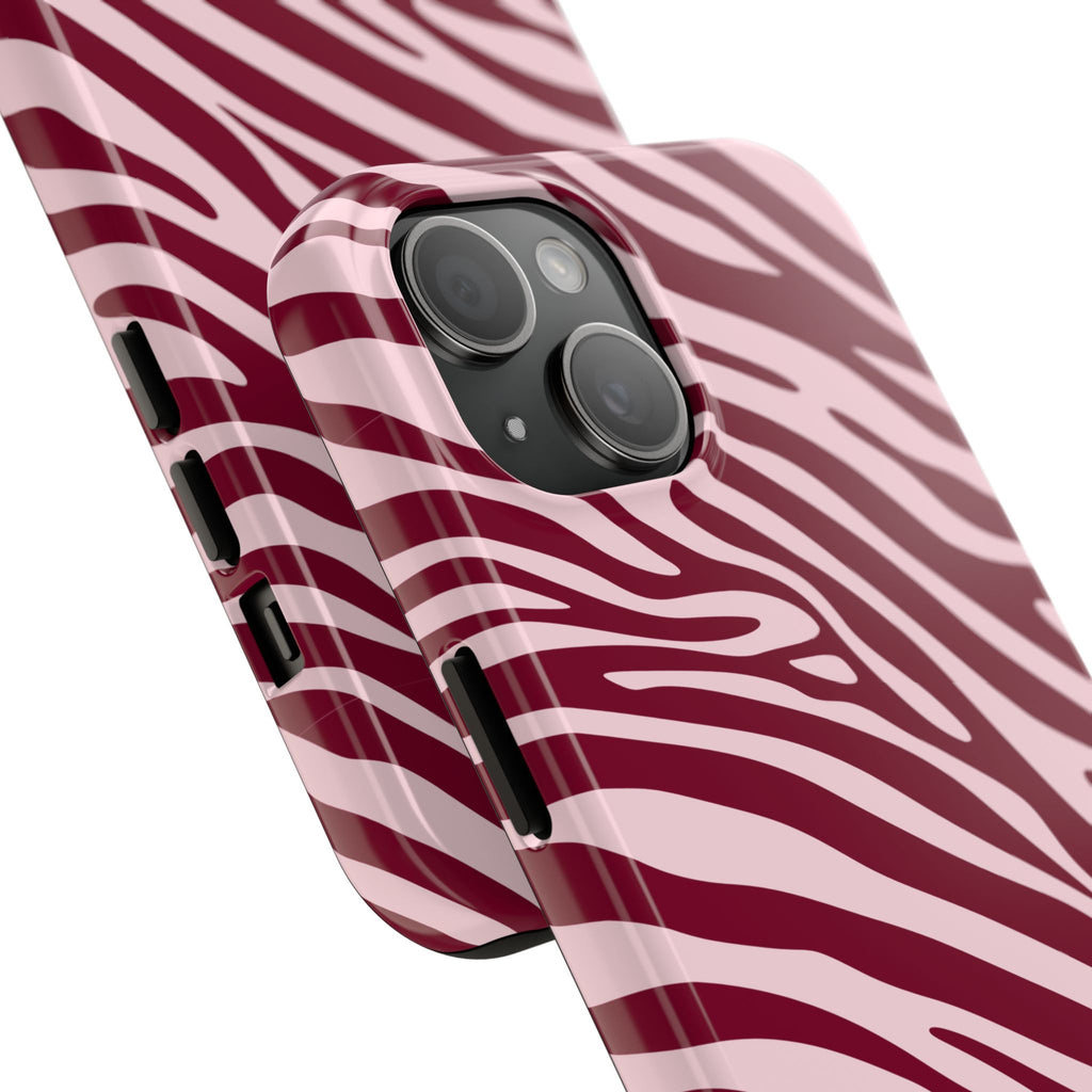 Velvet Zebra | Burgundy Zebra Print Tough Phone Case