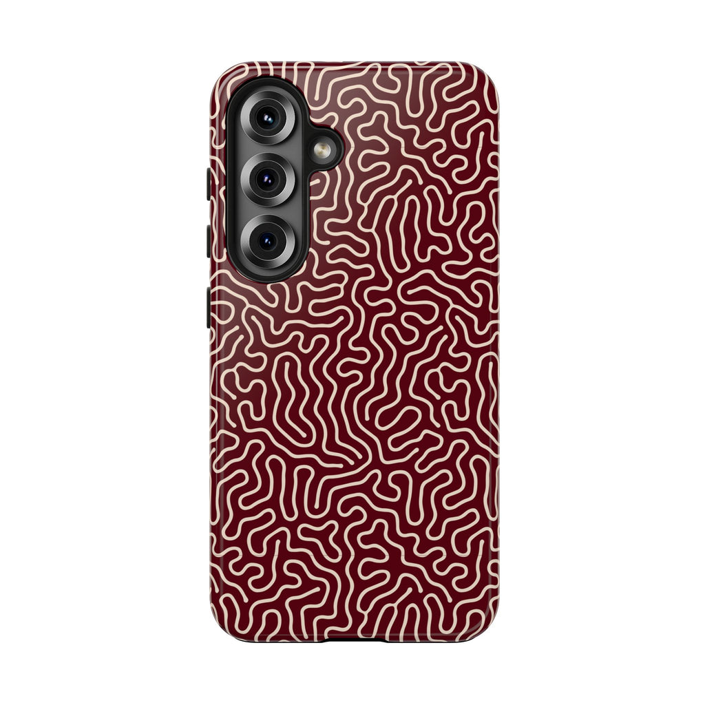Crimson Reverie | Burgundy Abstract Line Phone Case