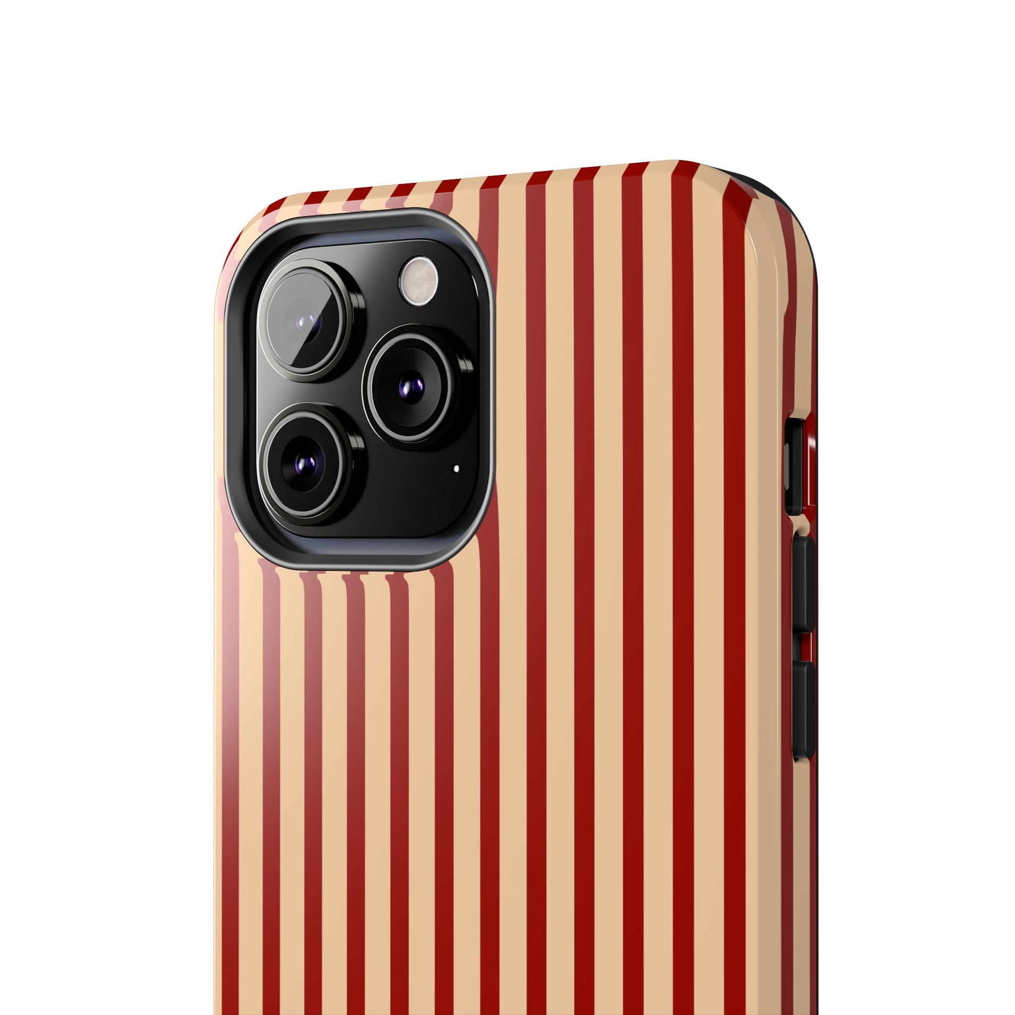 Maroon & Blush Striped Tough Phone Case — Durable Protective iPhone Cover