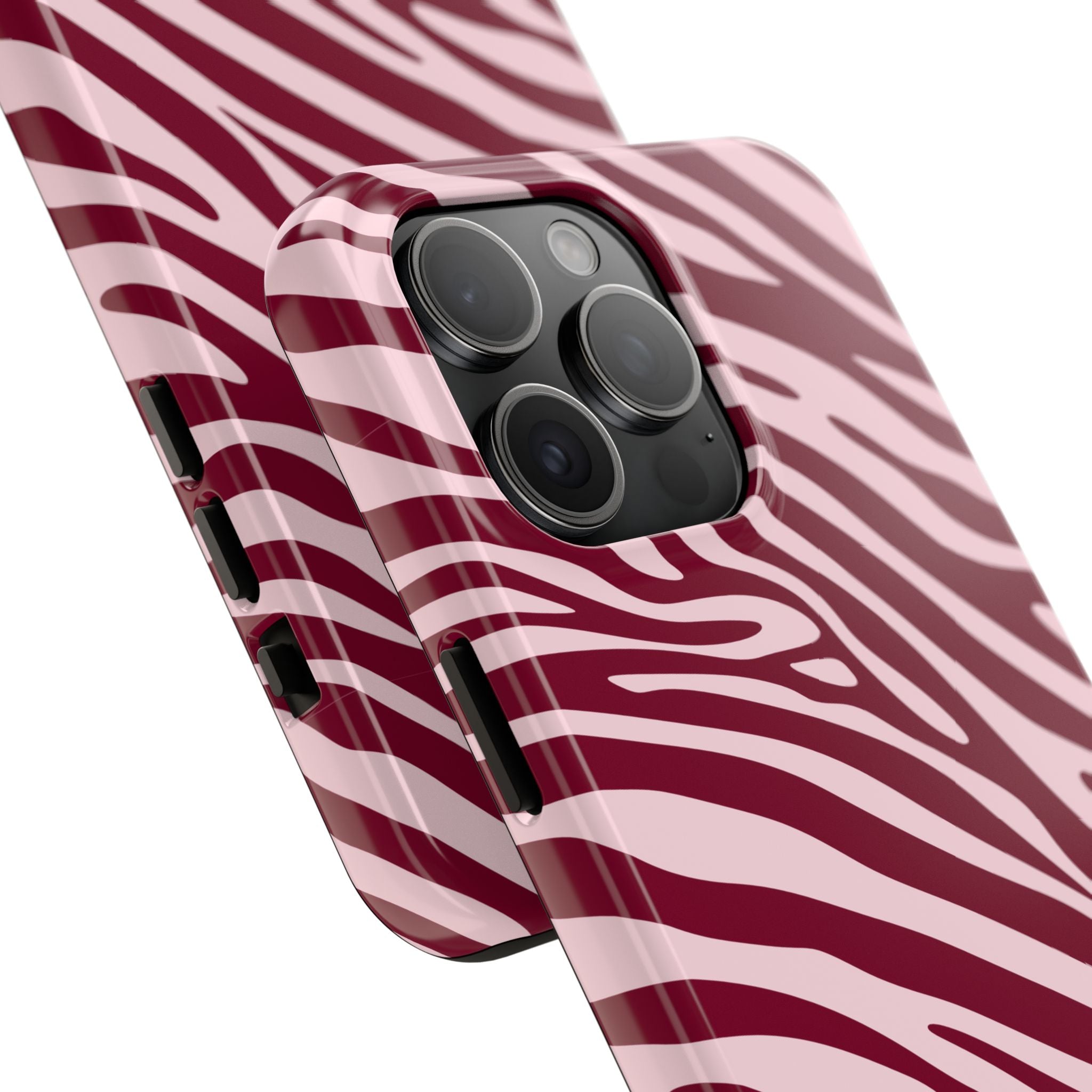 Velvet Zebra | Burgundy Zebra Print Tough Phone Case