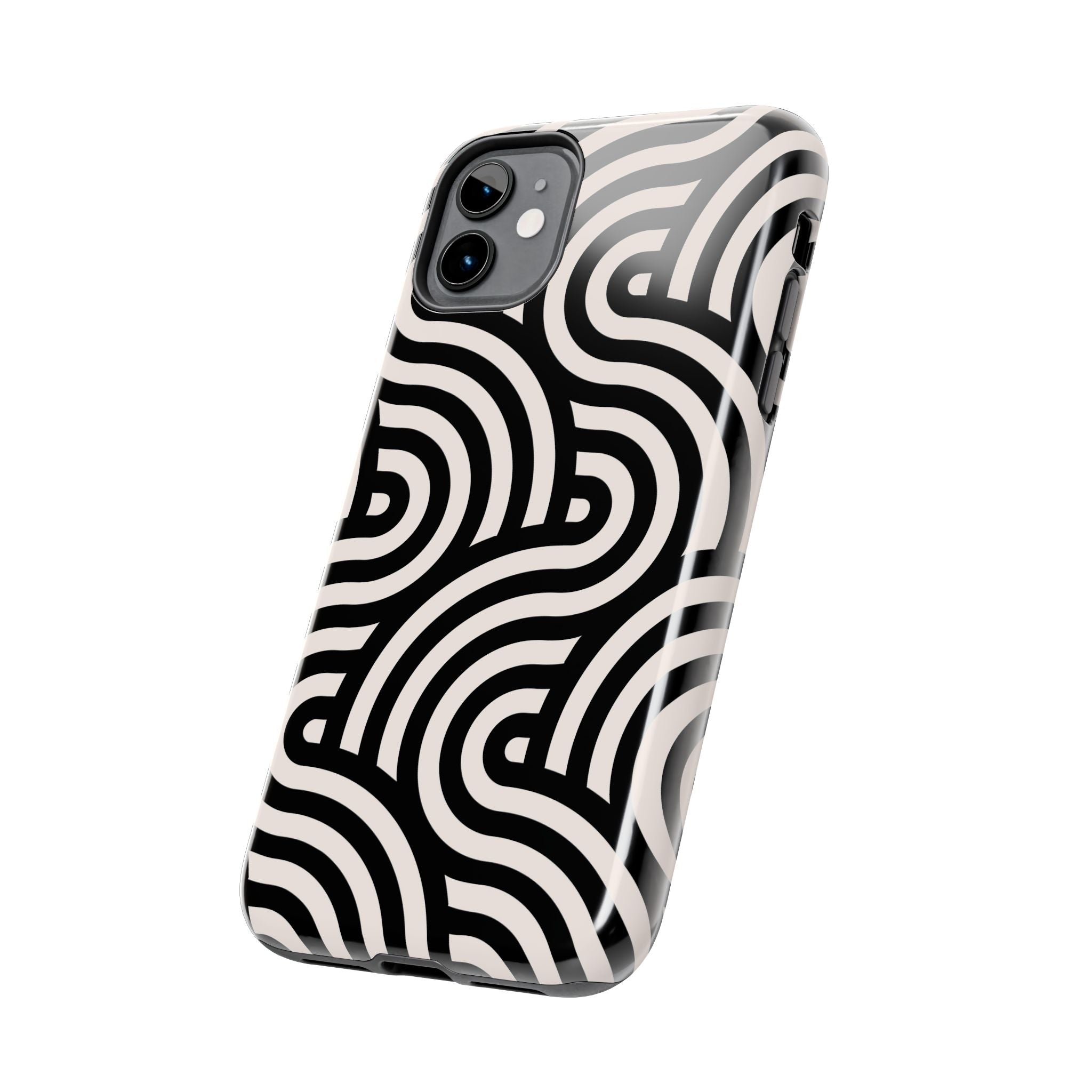 Maroon & Blush Striped Tough Phone Case — Durable Protective iPhone Cover