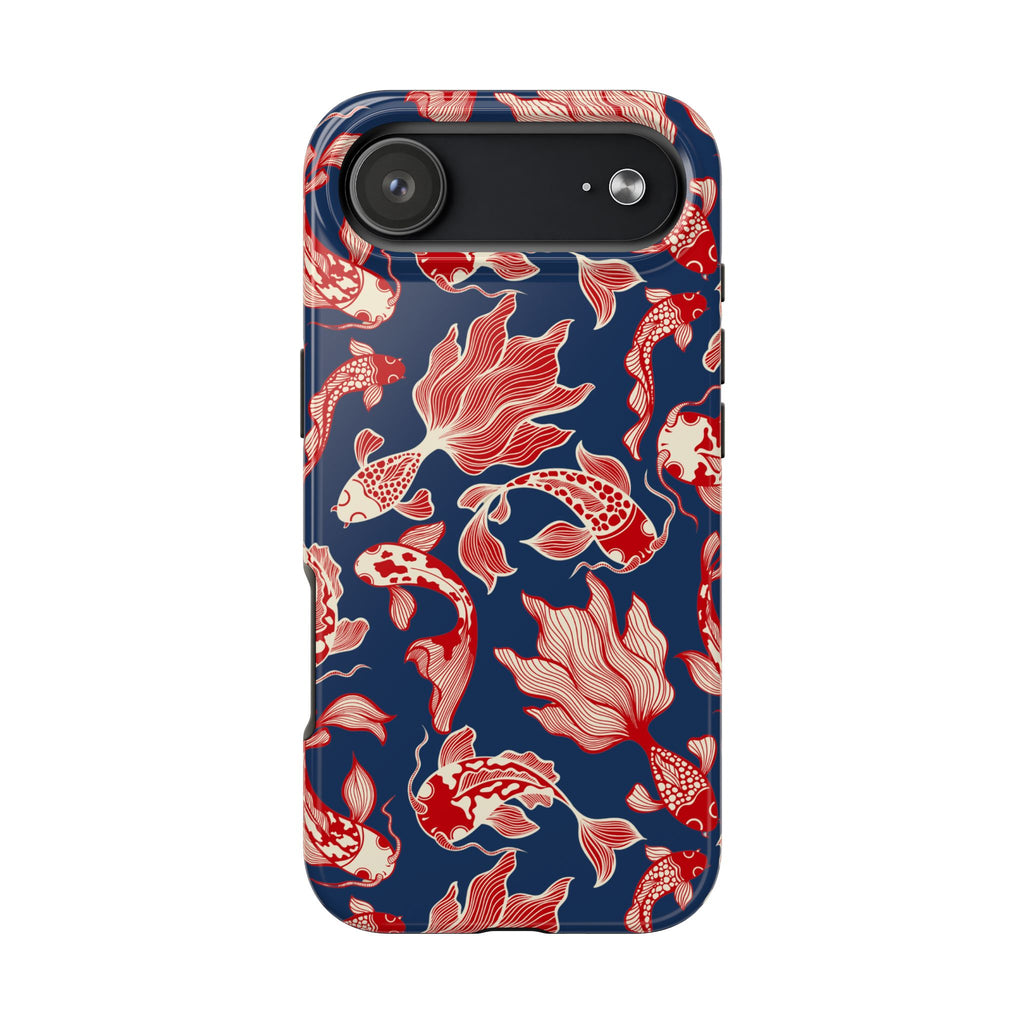Maroon & Blush Striped Tough Phone Case — Durable Protective iPhone Cover