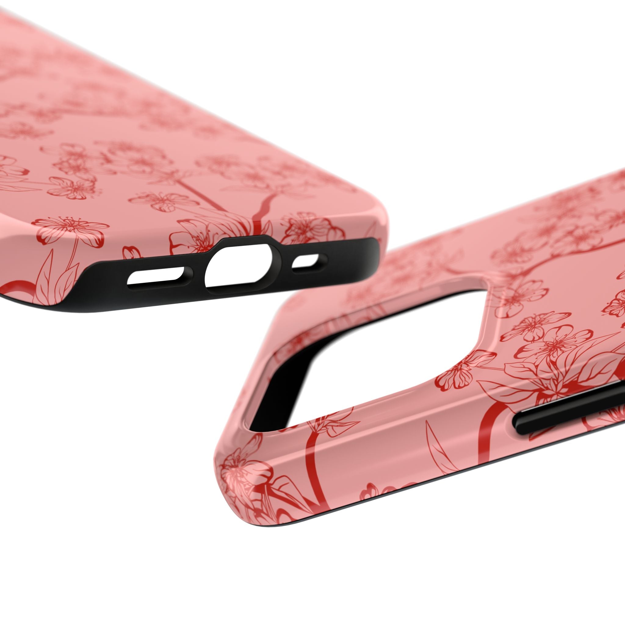 Maroon & Blush Striped Tough Phone Case — Durable Protective iPhone Cover