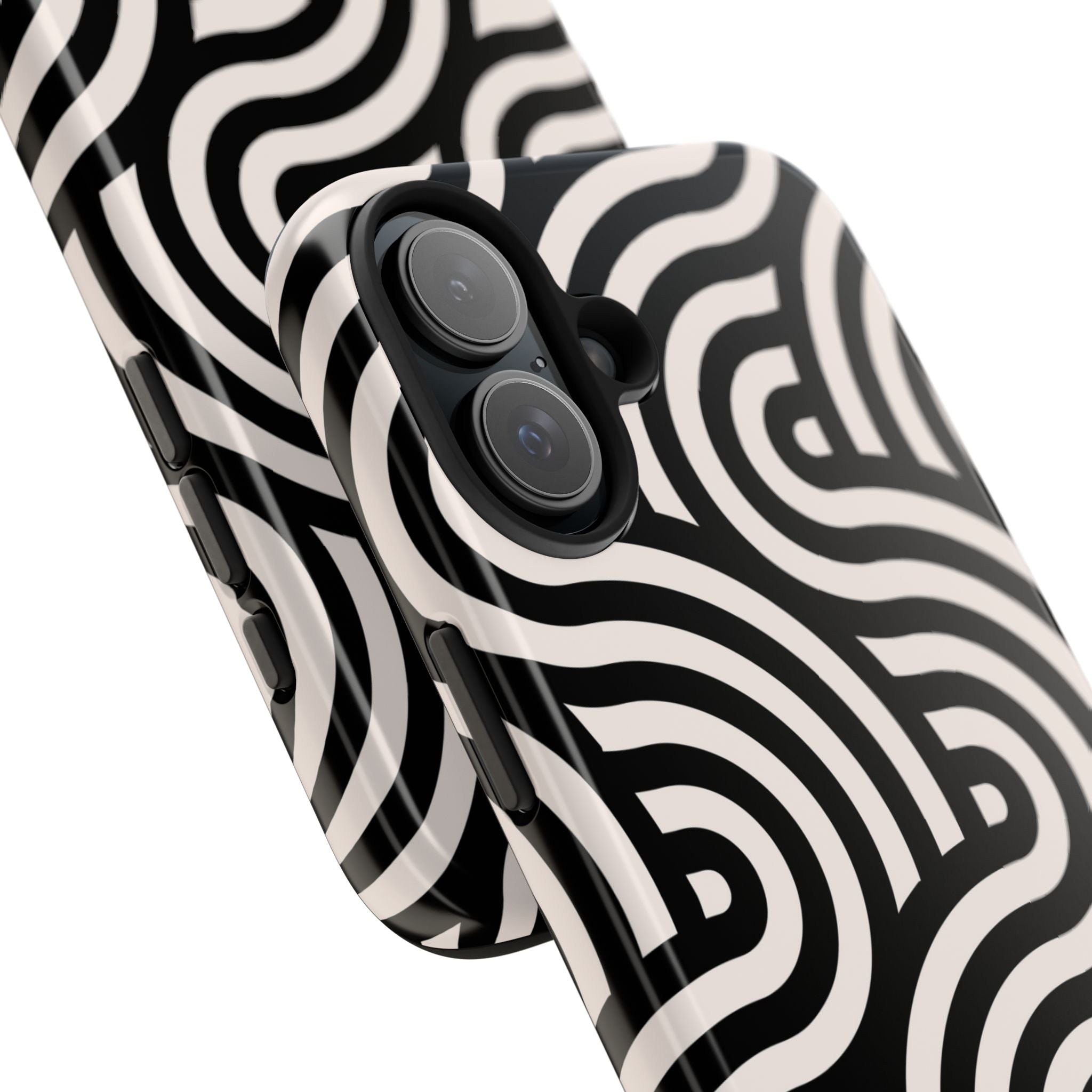 Maroon & Blush Striped Tough Phone Case — Durable Protective iPhone Cover