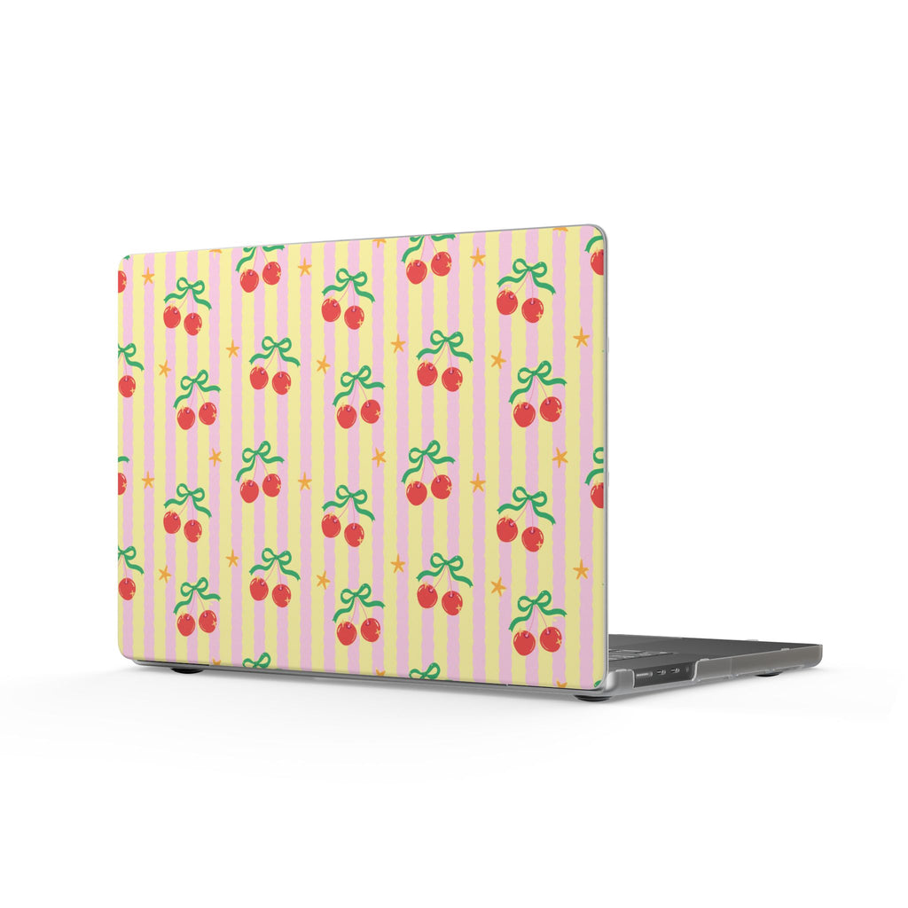 Cherry Ribbon | Pastel Cherry Stripe Laptop Sleeve