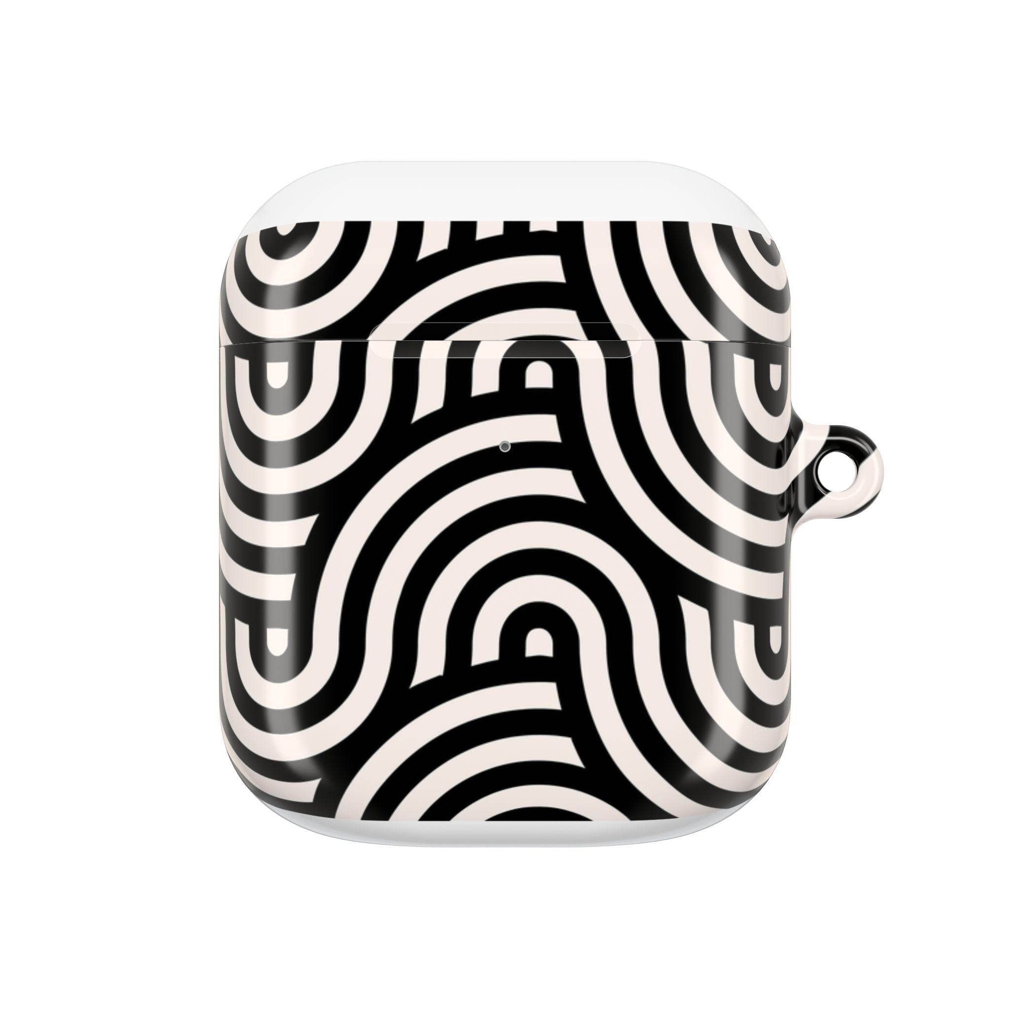 Noir Wave | Black & Cream Retro Curve AirPods Case