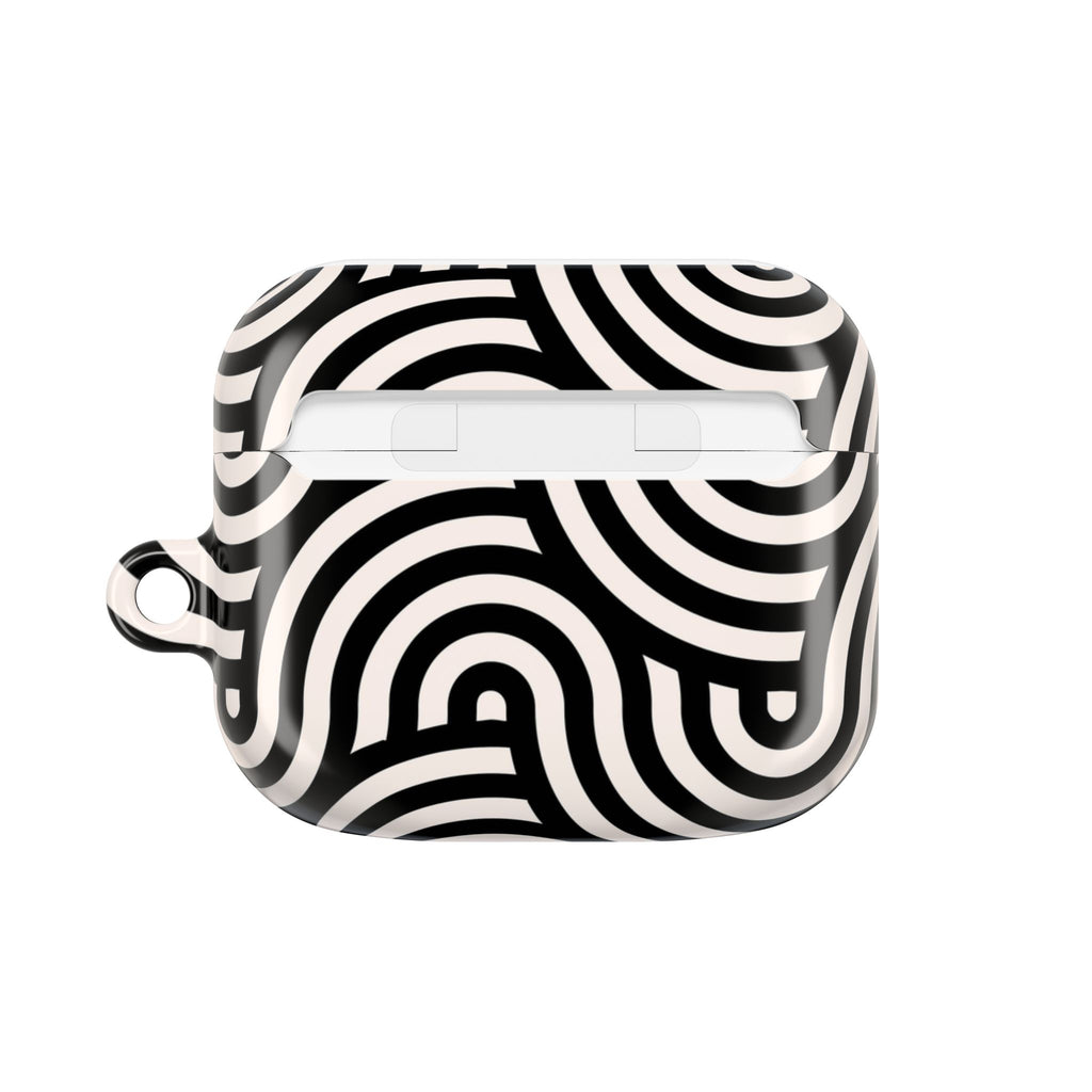 Noir Wave | Black & Cream Retro Curve AirPods Case