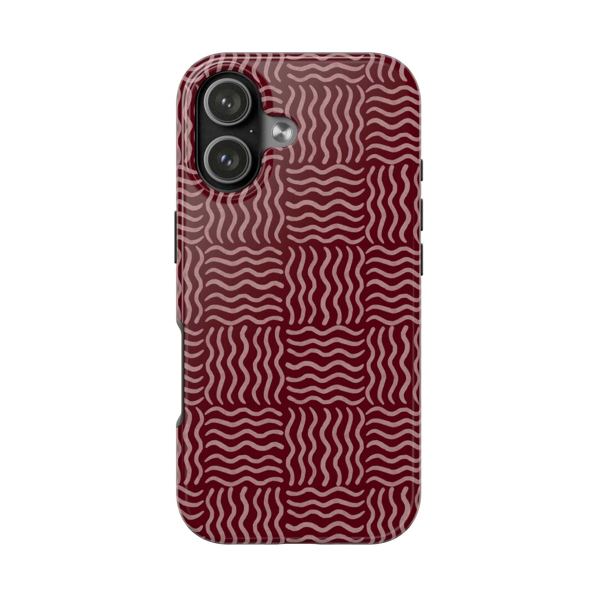 Rhythm & Form | Burgundy Wavy Grid Phone Case
