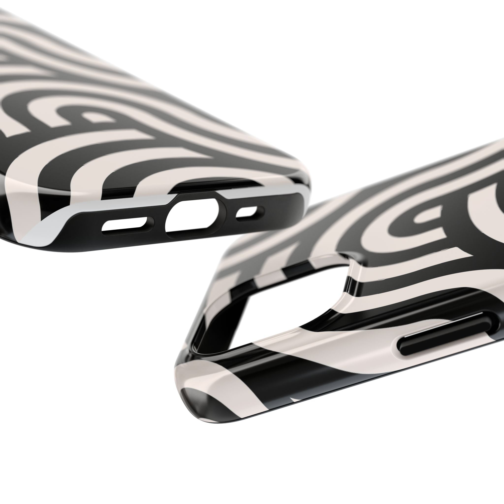 Noir Wave | Black & Cream Retro Curve Phone Case