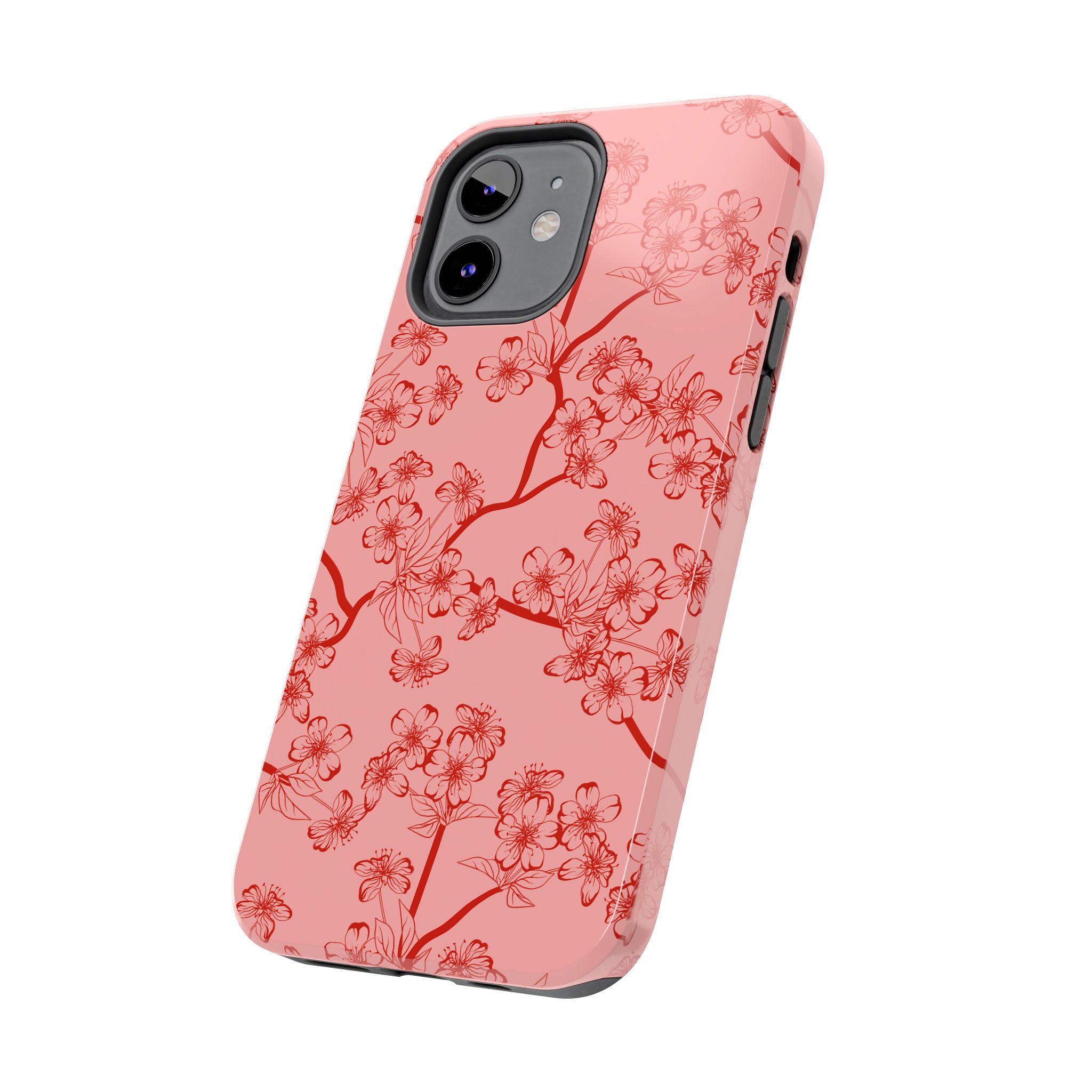 Maroon & Blush Striped Tough Phone Case — Durable Protective iPhone Cover