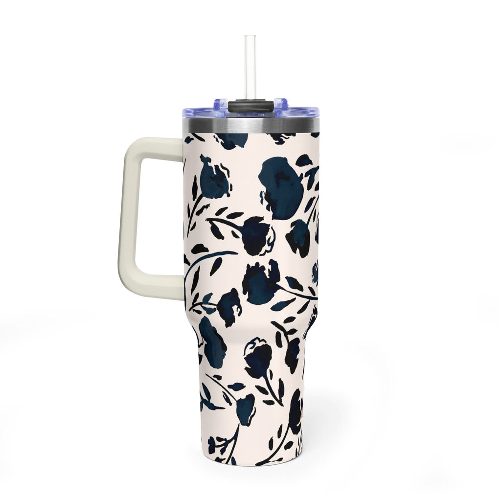 Midnight Meadow | Navy Floral Print Tumbler