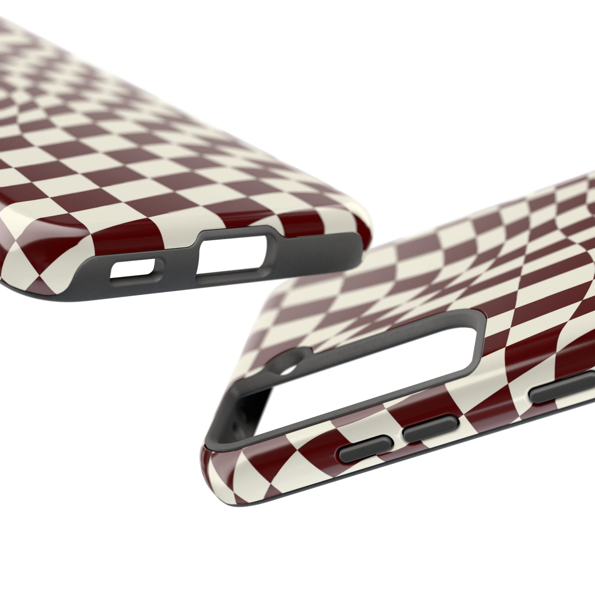 Crimson Warp | Burgundy Distorted Checker Tough  Phone Case