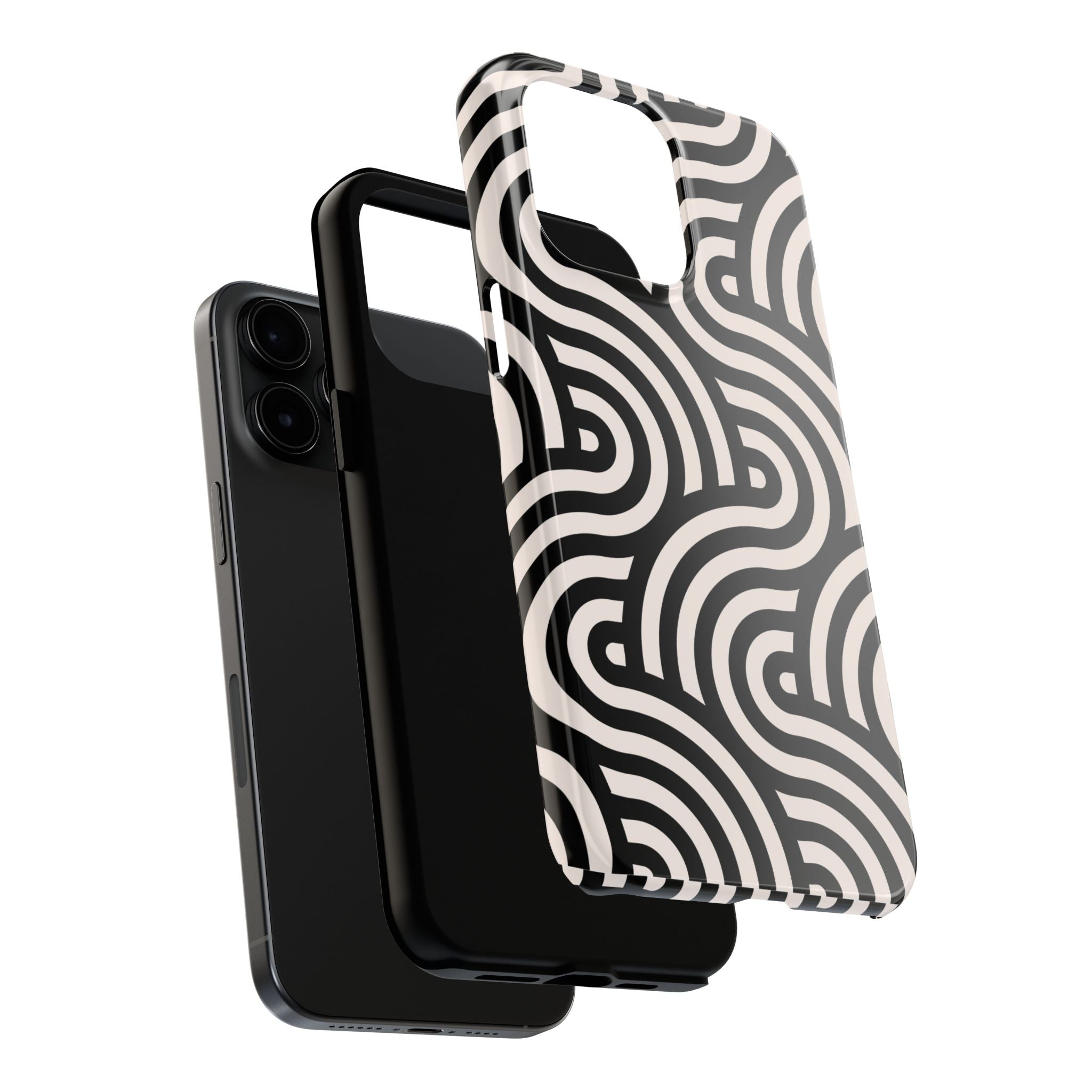 Maroon & Blush Striped Tough Phone Case — Durable Protective iPhone Cover