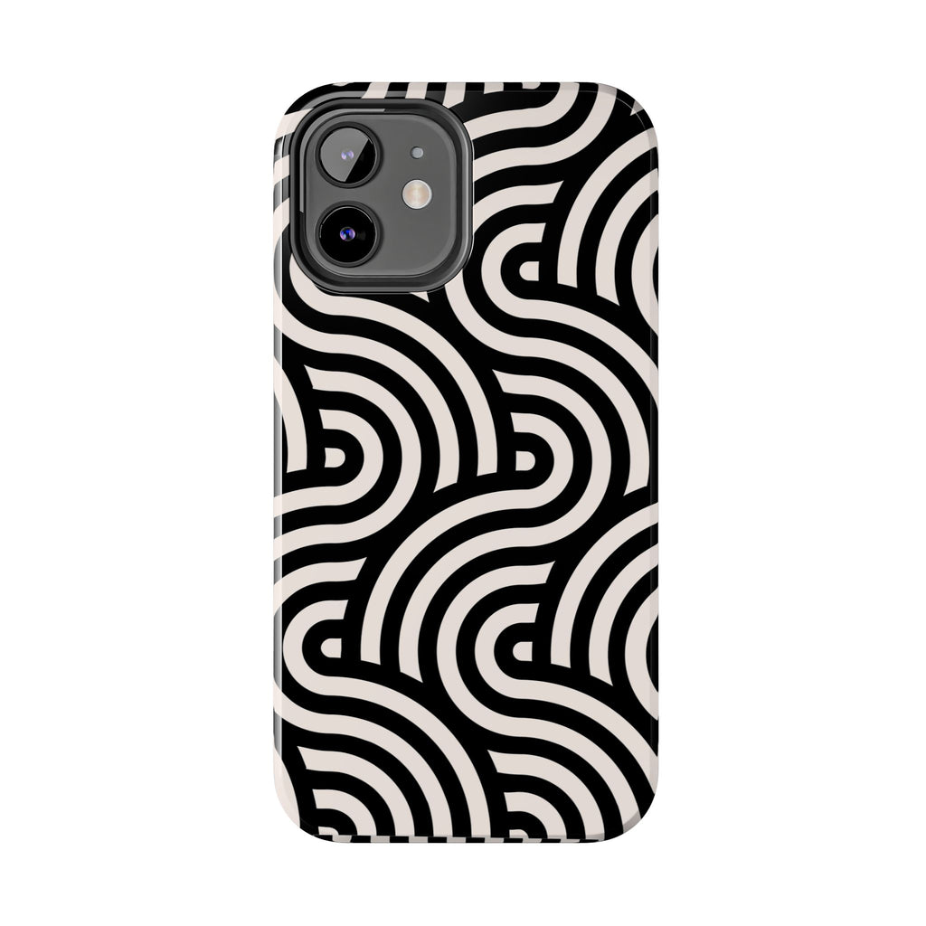 Maroon & Blush Striped Tough Phone Case — Durable Protective iPhone Cover