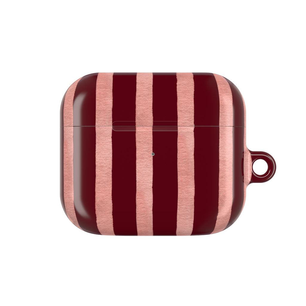 Blush Column | Burgundy & Soft Pink Stripe AirPods Case