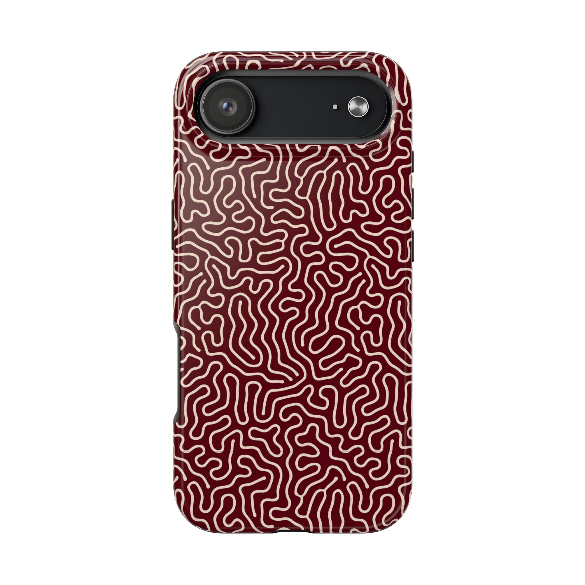Crimson Reverie | Burgundy Abstract Line Phone Case