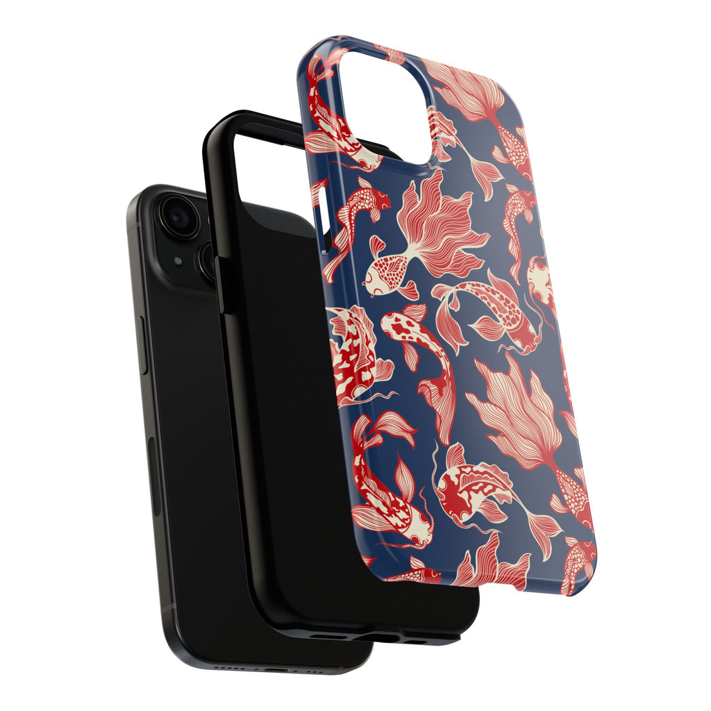 Maroon & Blush Striped Tough Phone Case — Durable Protective iPhone Cover