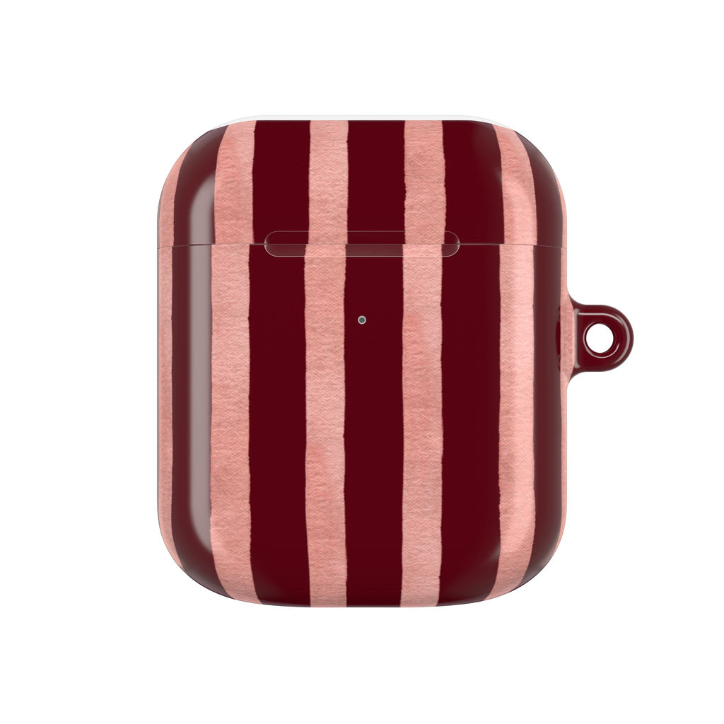 Blush Column | Burgundy & Soft Pink Stripe AirPods Case