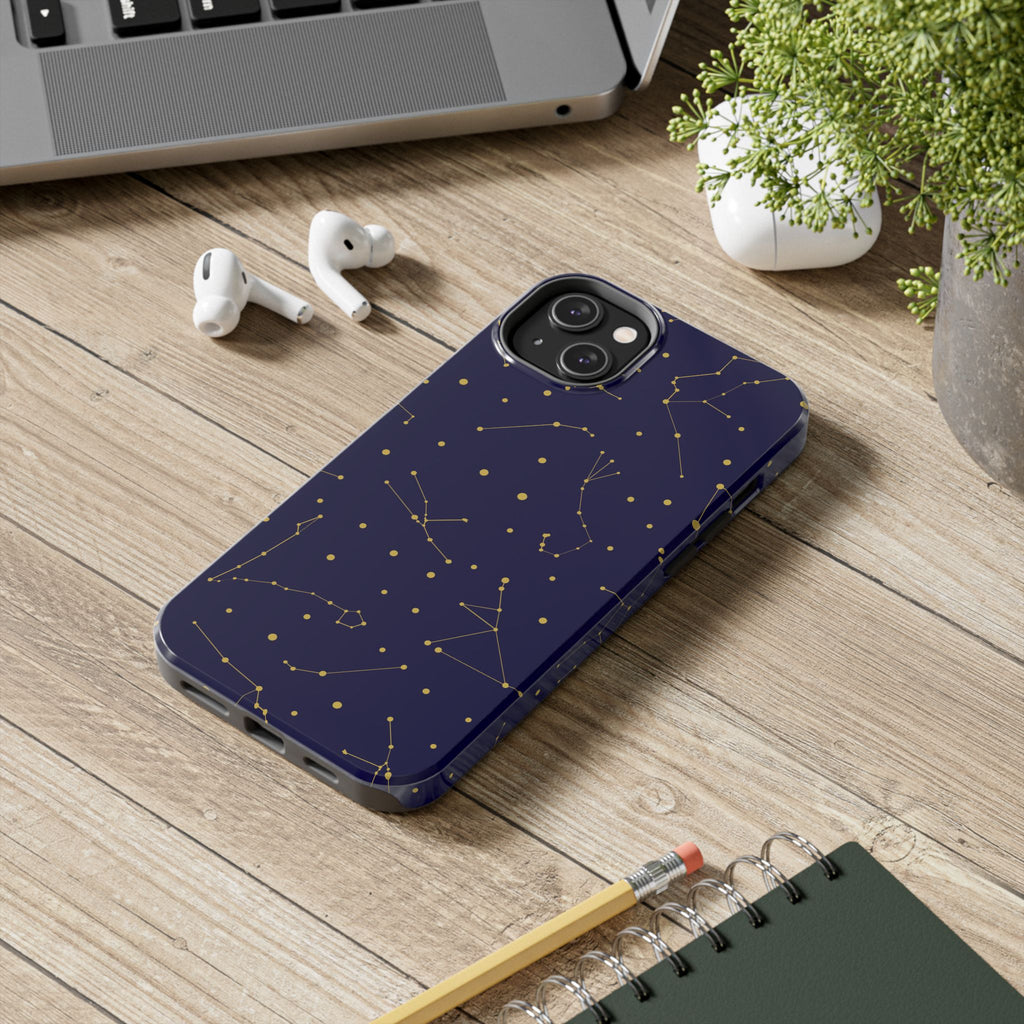 Maroon & Blush Striped Tough Phone Case — Durable Protective iPhone Cover