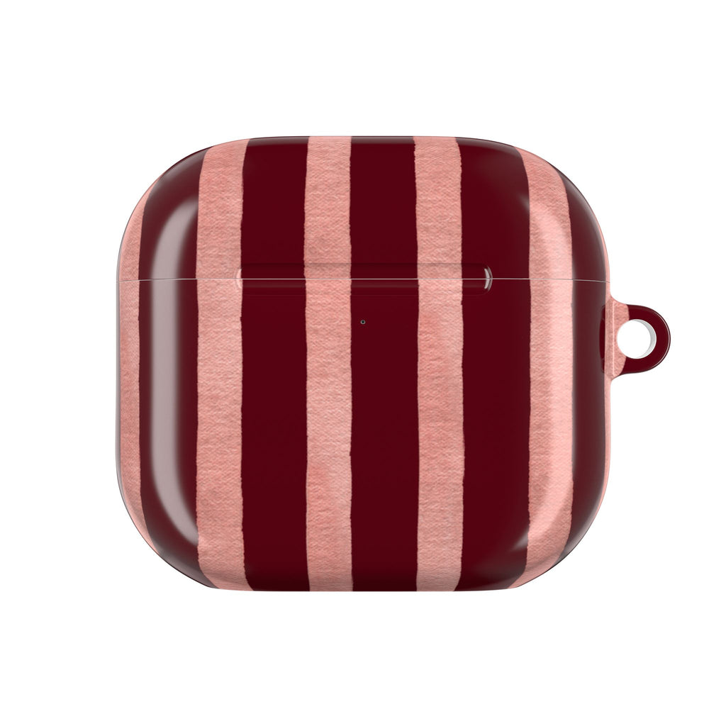 Blush Column | Burgundy & Soft Pink Stripe AirPods Case