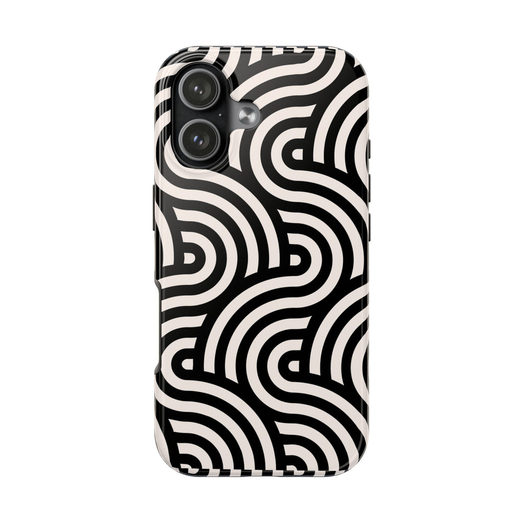Maroon & Blush Striped Tough Phone Case — Durable Protective iPhone Cover