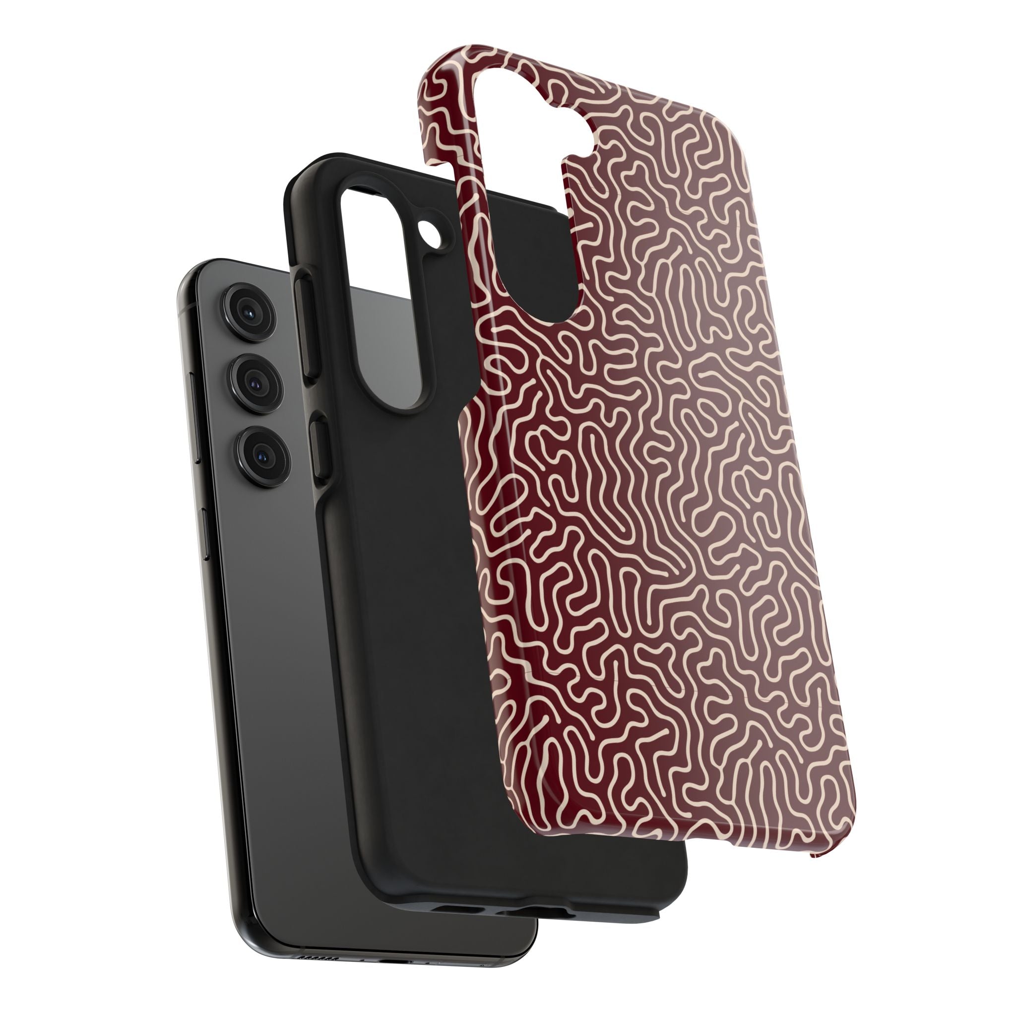 Crimson Reverie | Burgundy Abstract Line Phone Case