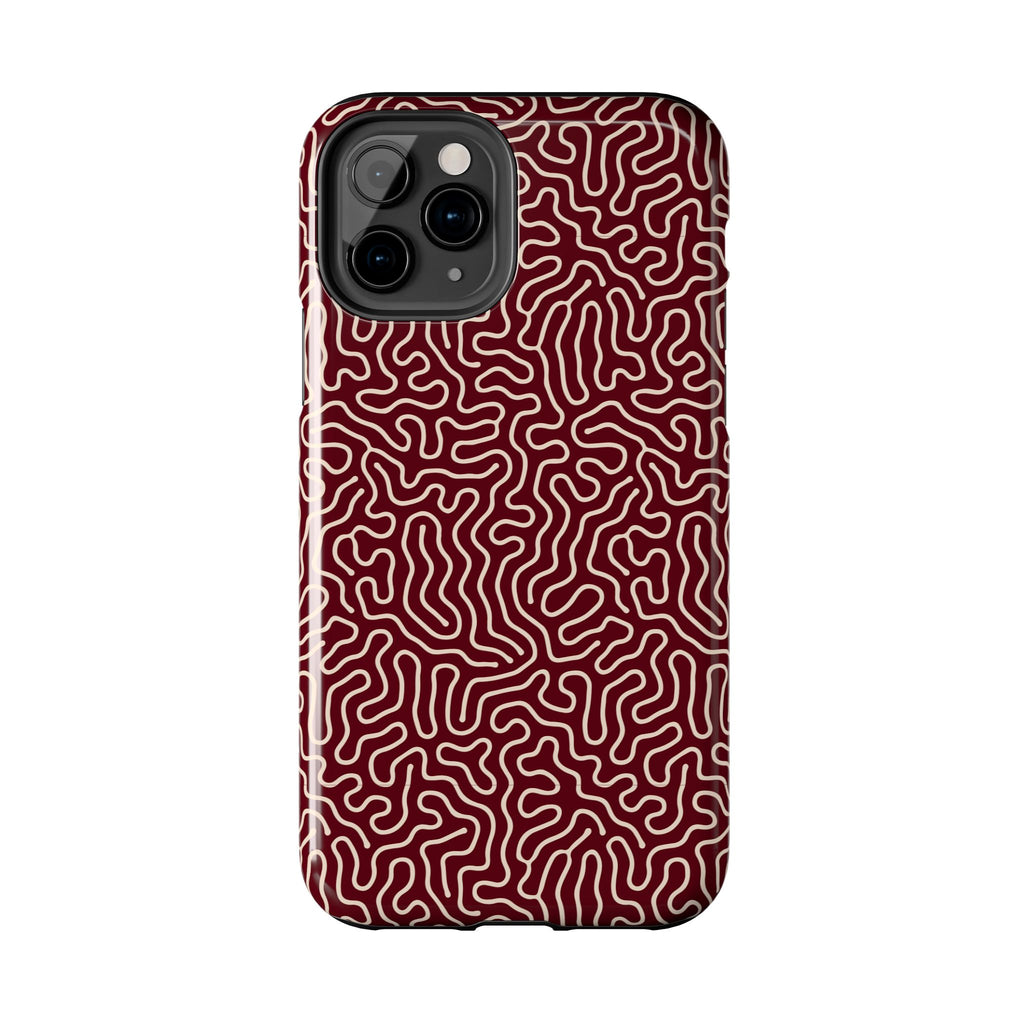 Crimson Reverie | Burgundy Abstract Line Phone Case