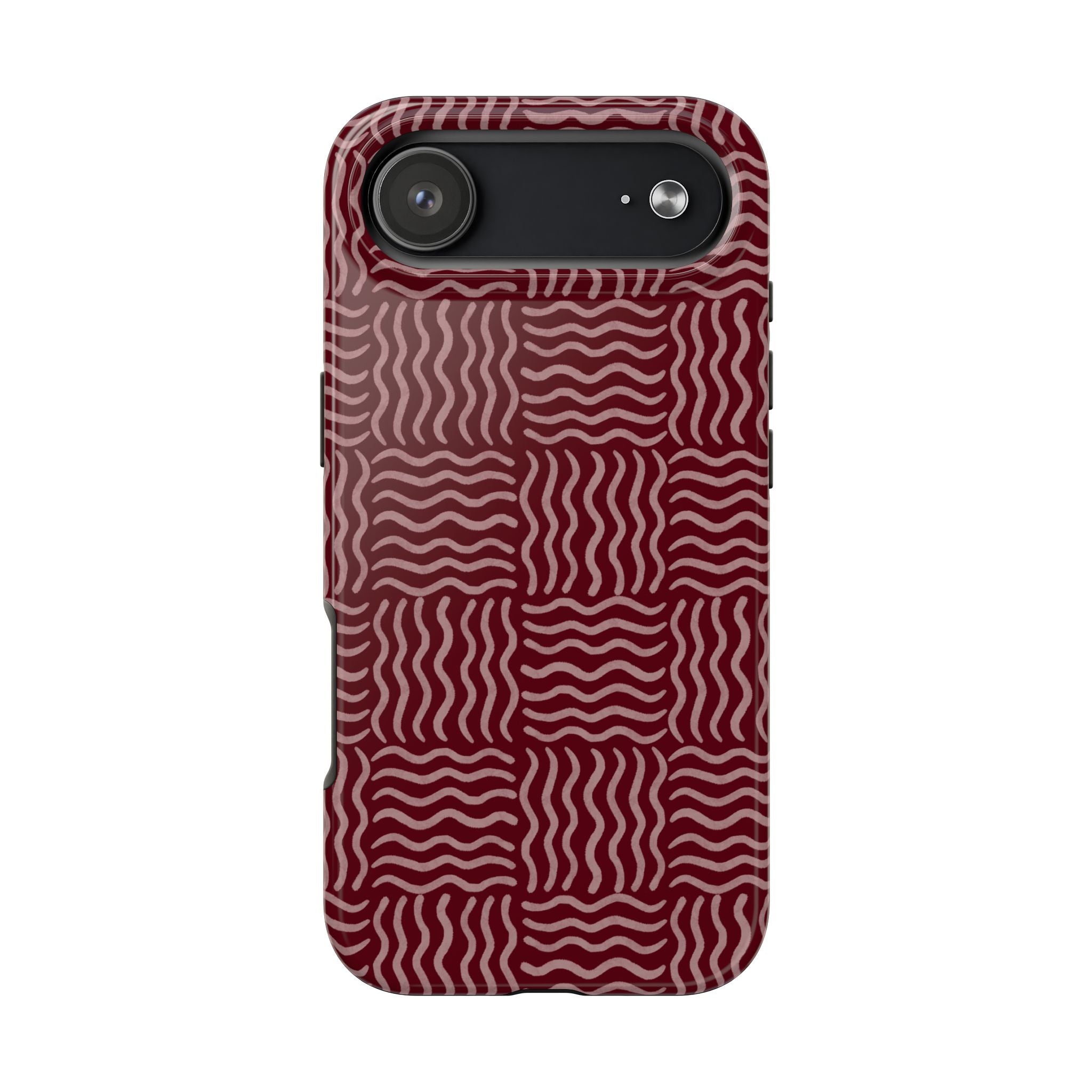 Rhythm & Form | Burgundy Wavy Grid Phone Case