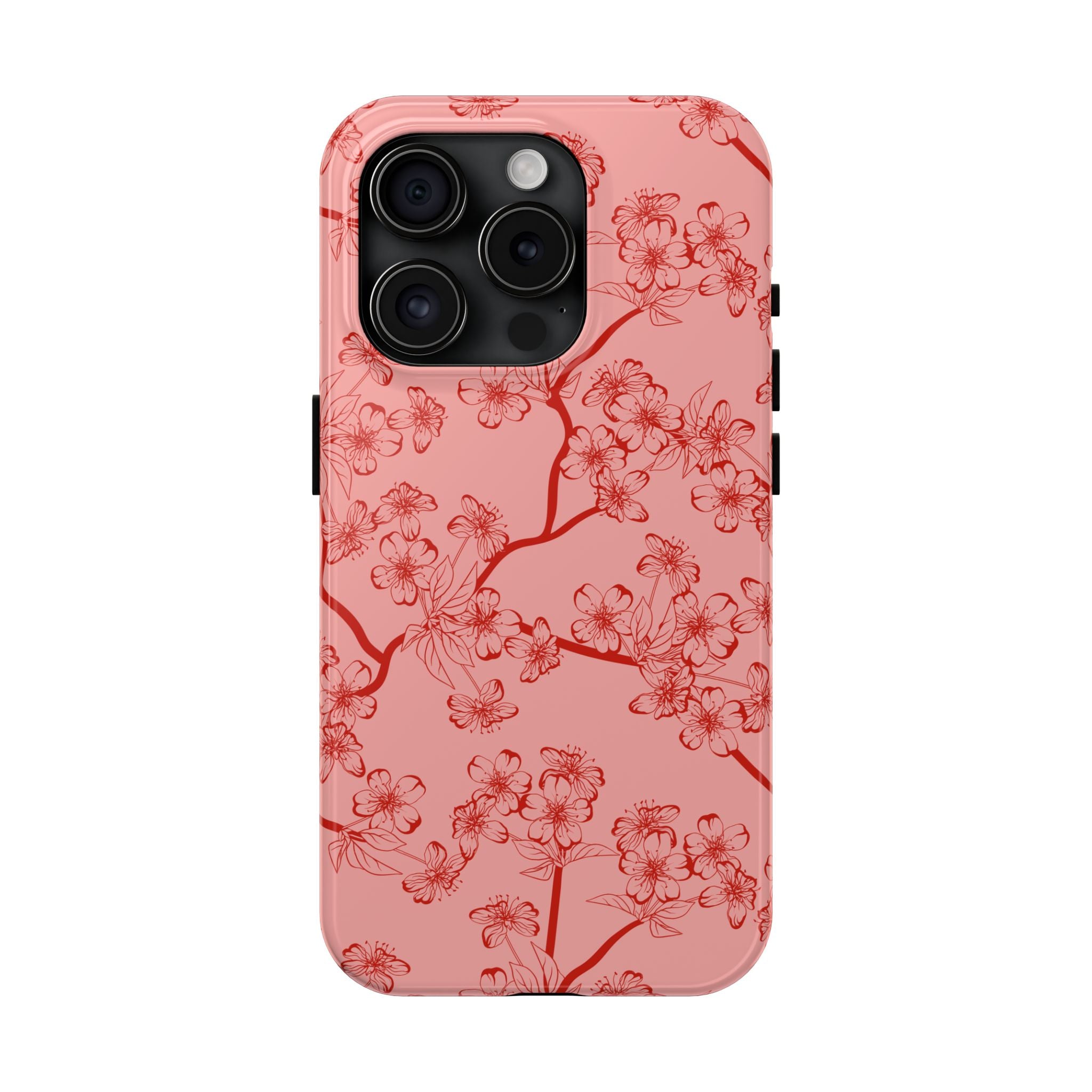 Maroon & Blush Striped Tough Phone Case — Durable Protective iPhone Cover