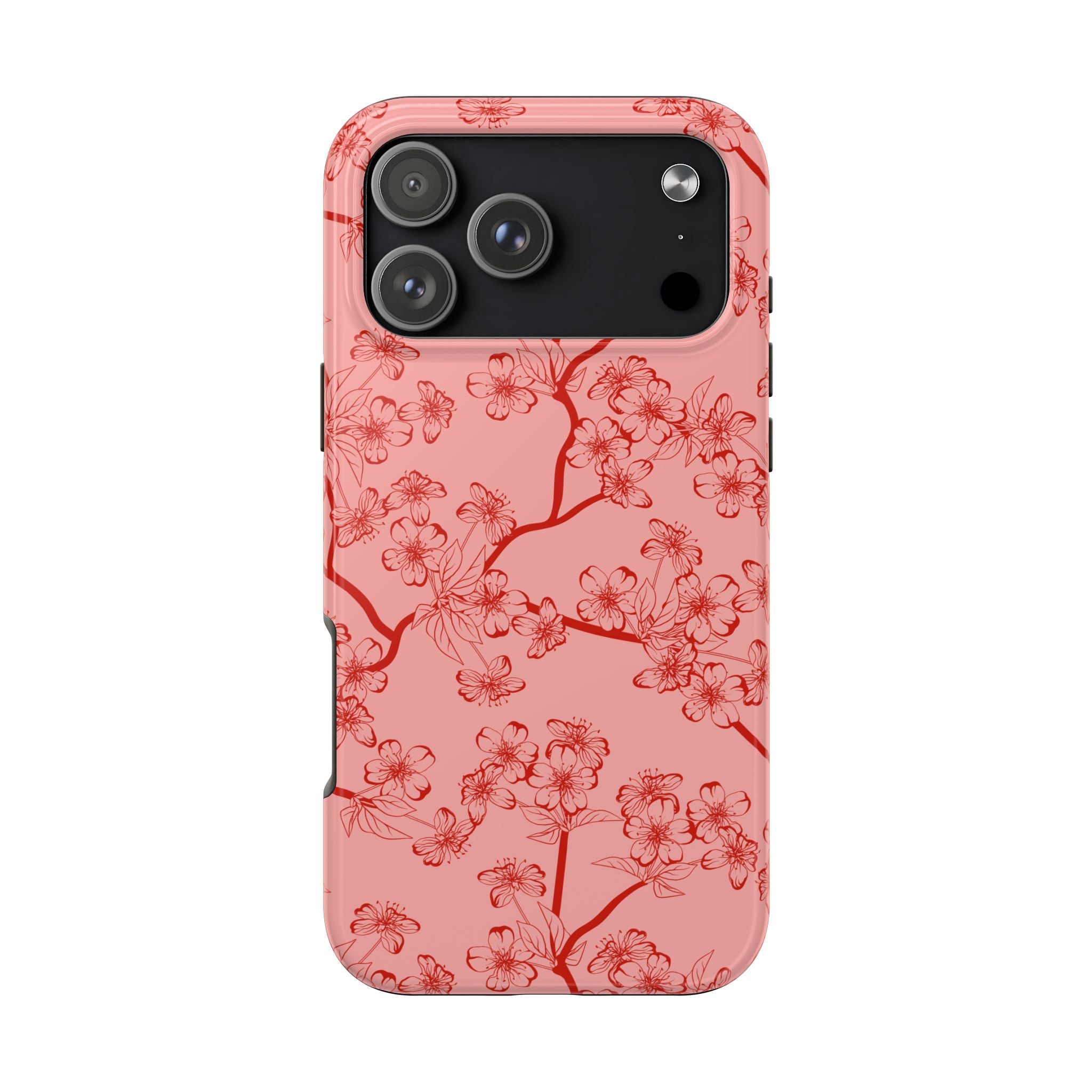 Maroon & Blush Striped Tough Phone Case — Durable Protective iPhone Cover