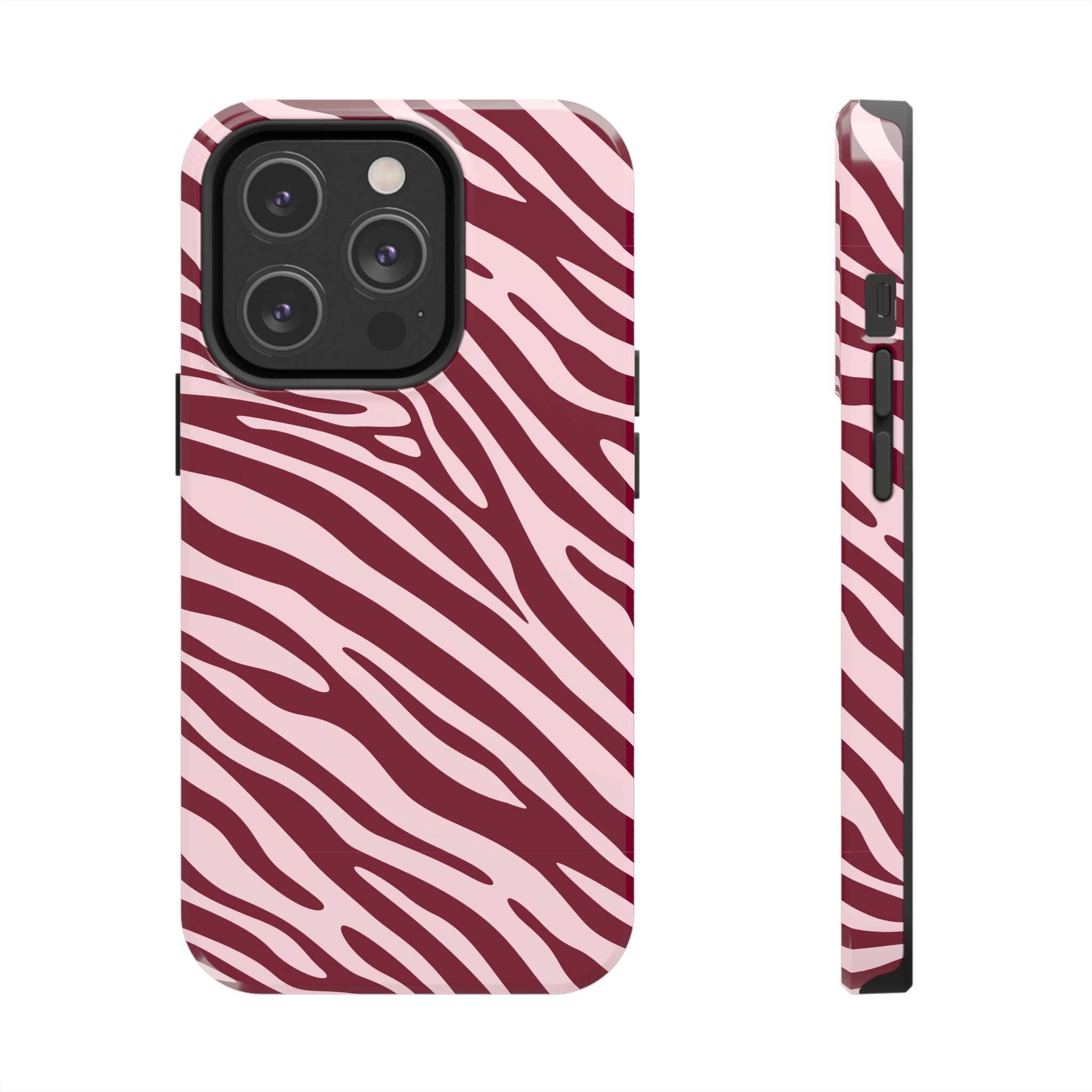Velvet Zebra | Burgundy Zebra Print Tough Phone Case