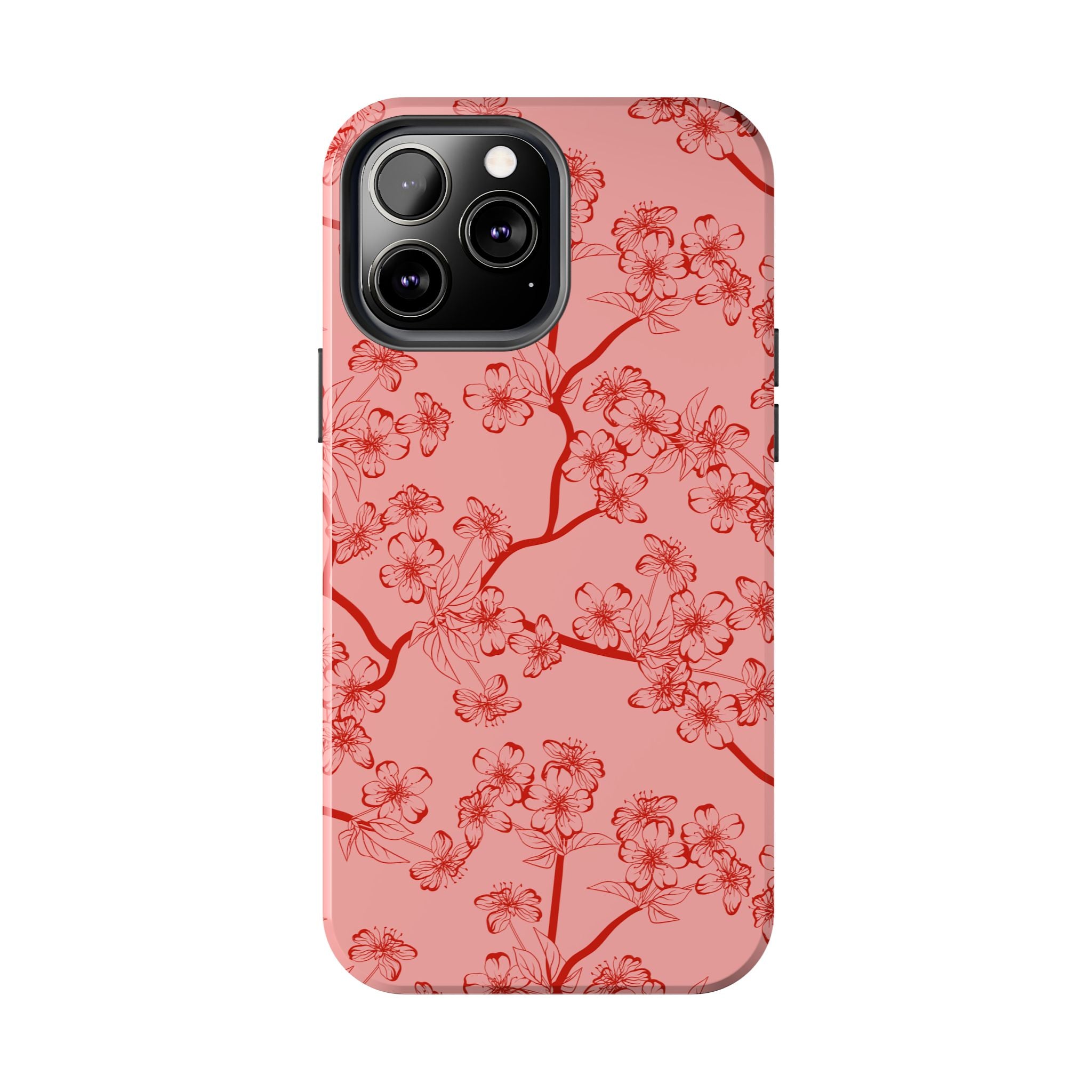 Maroon & Blush Striped Tough Phone Case — Durable Protective iPhone Cover