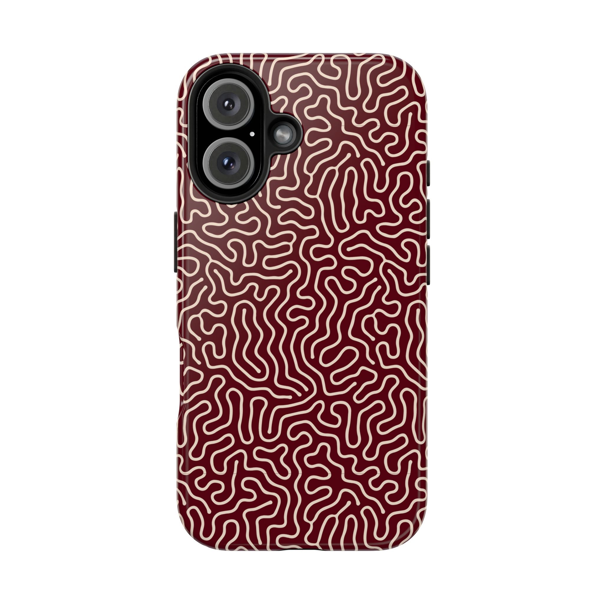 Crimson Reverie | Burgundy Abstract Line Phone Case
