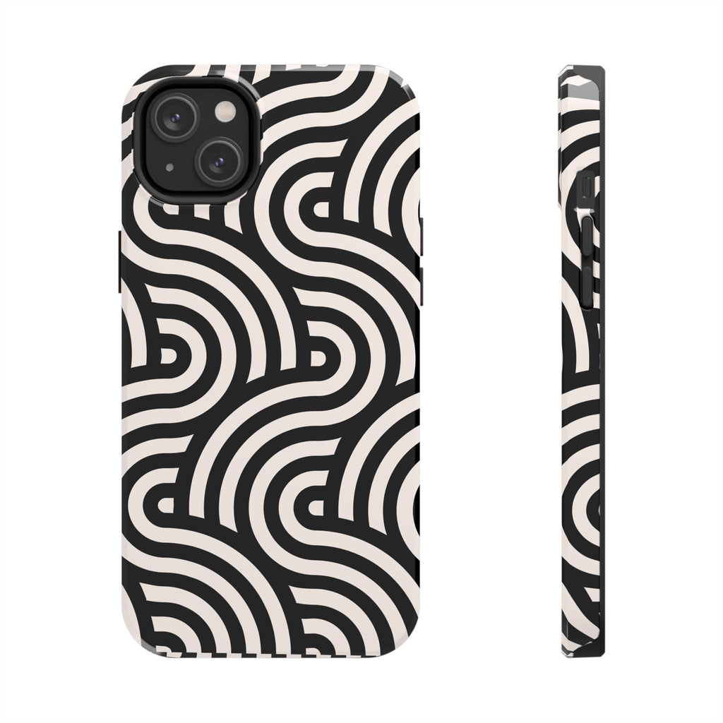 Maroon & Blush Striped Tough Phone Case — Durable Protective iPhone Cover