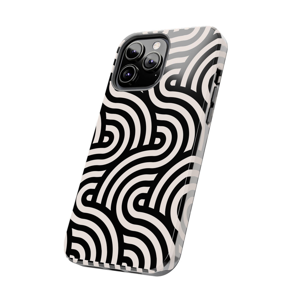 Maroon & Blush Striped Tough Phone Case — Durable Protective iPhone Cover