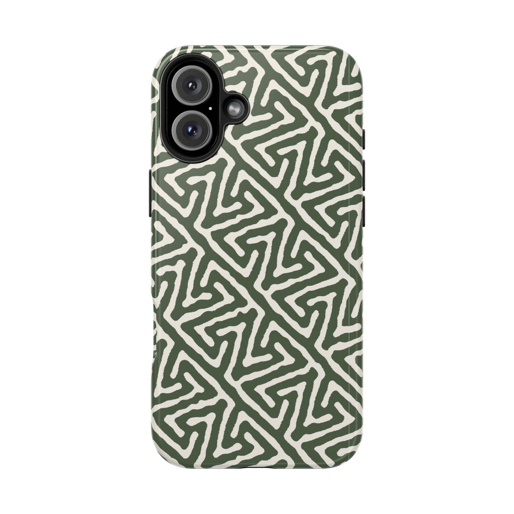 Olive Maze | Sage Geometric Line Phone Case