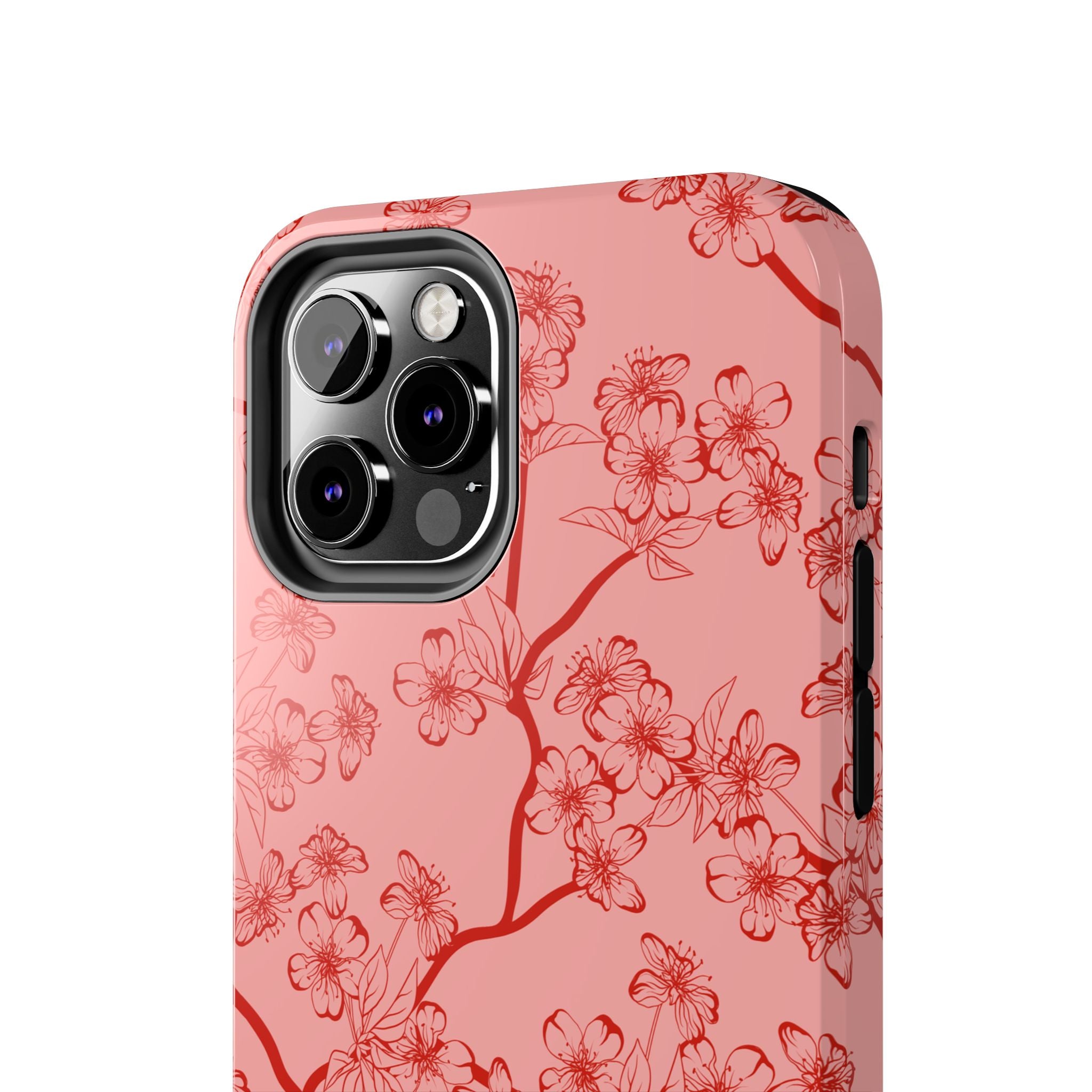 Maroon & Blush Striped Tough Phone Case — Durable Protective iPhone Cover