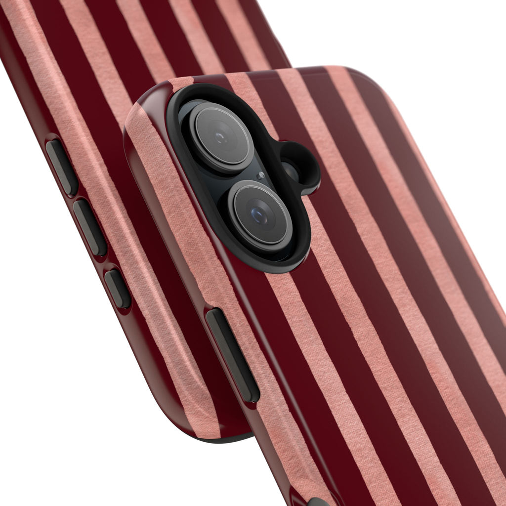 Blush Column | Burgundy & Soft Pink Stripe Phone Case