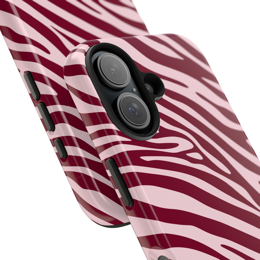 Velvet Zebra | Burgundy Zebra Print Tough Phone Case