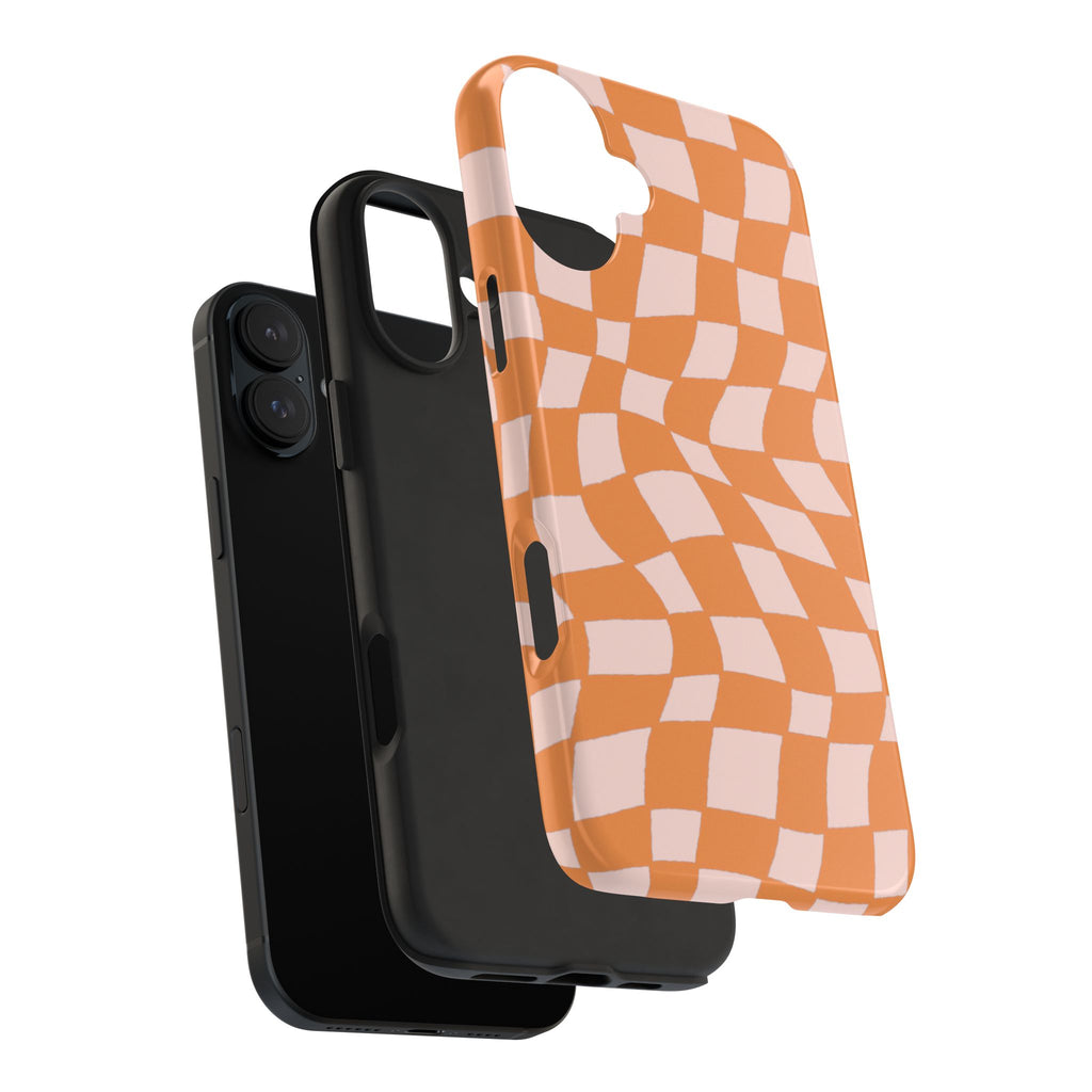 Warped Summer | Orange Wavy Checker Phone Case
