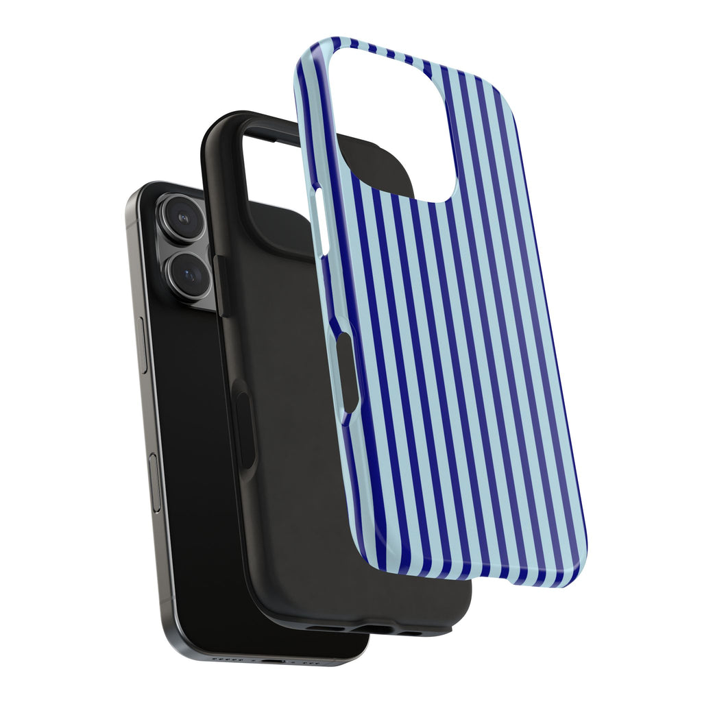 Maroon & Blush Striped Tough Phone Case — Durable Protective iPhone Cover
