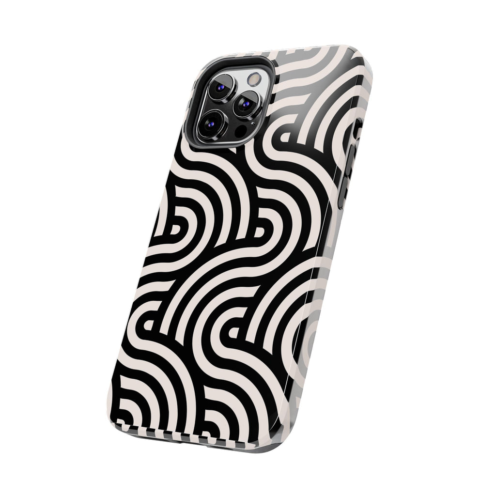 Maroon & Blush Striped Tough Phone Case — Durable Protective iPhone Cover
