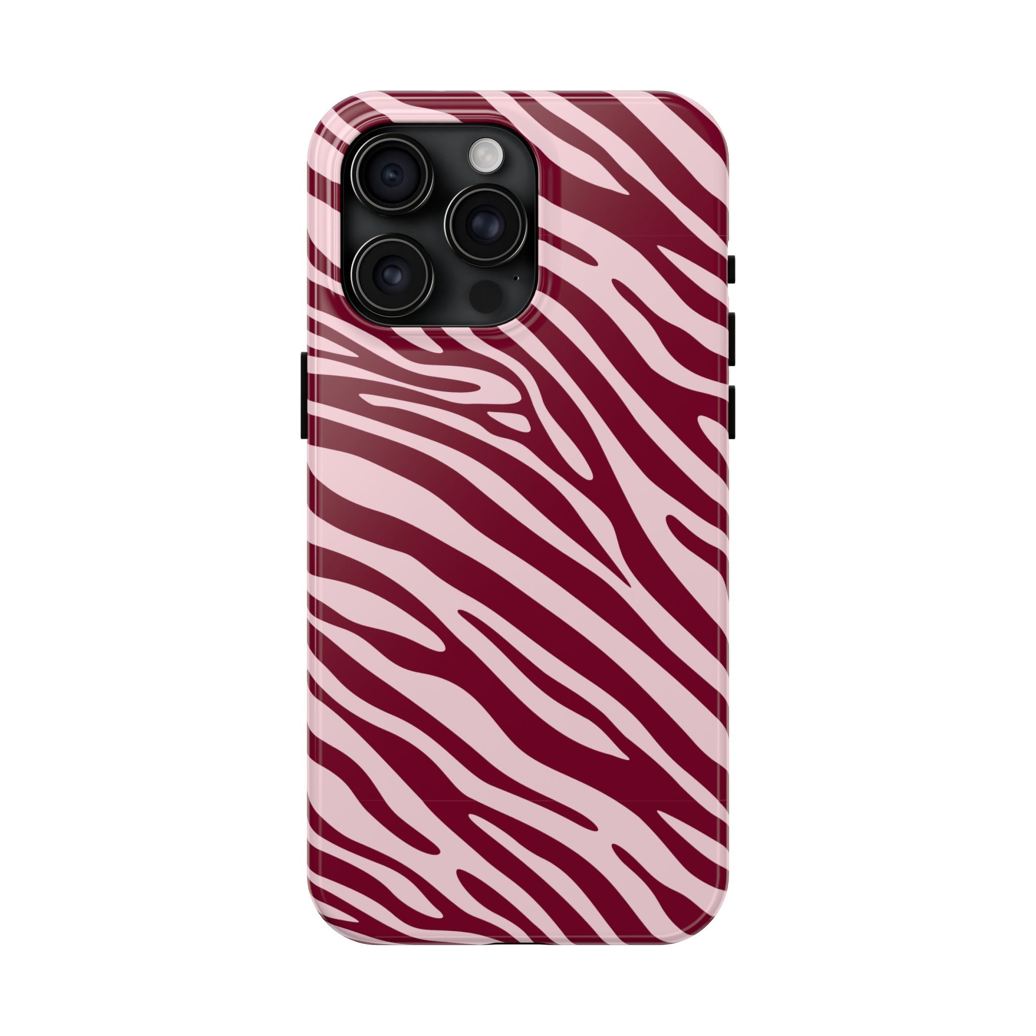 Velvet Zebra | Burgundy Zebra Print Tough Phone Case
