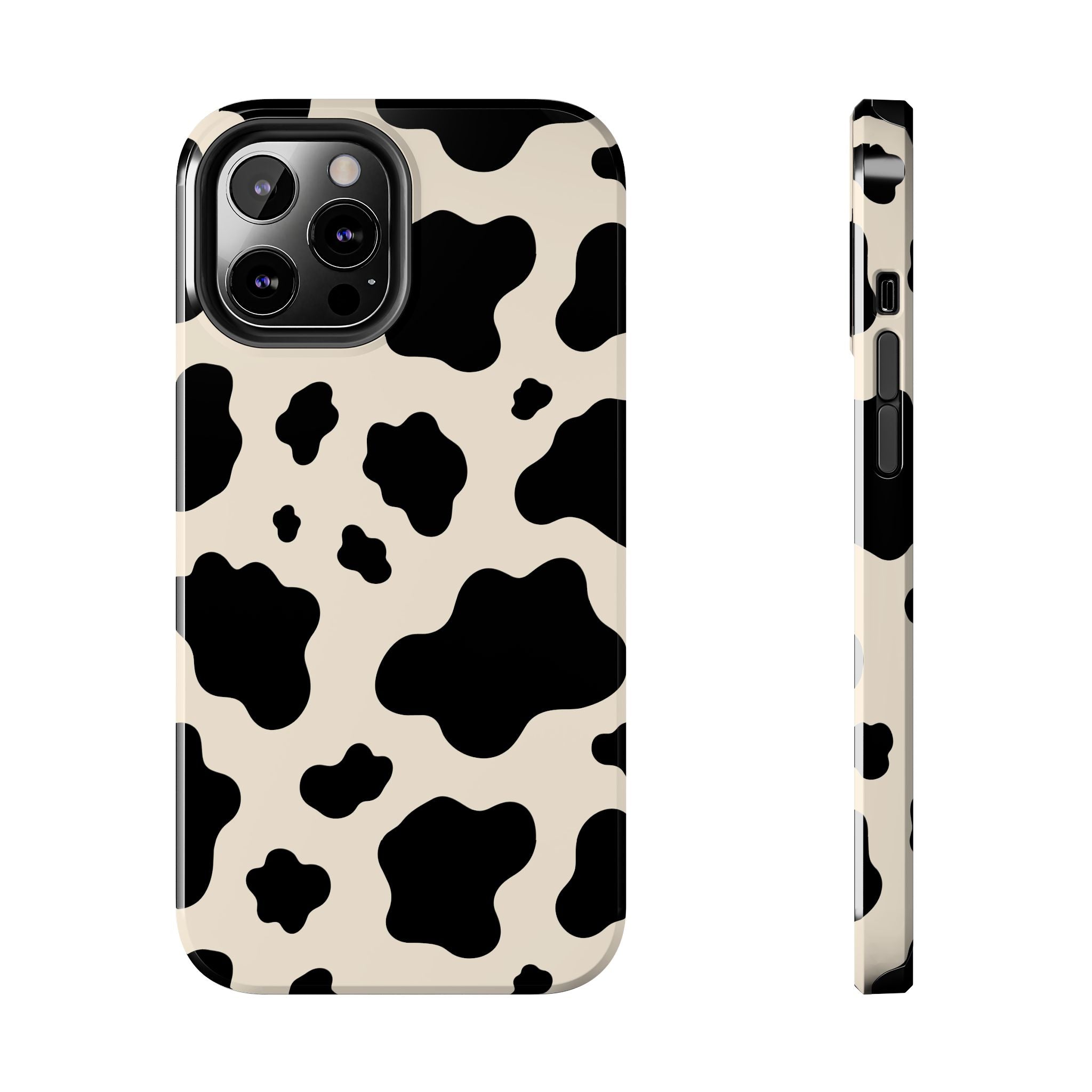 Cream Cow | Black & Cream Cow Print Phone Case